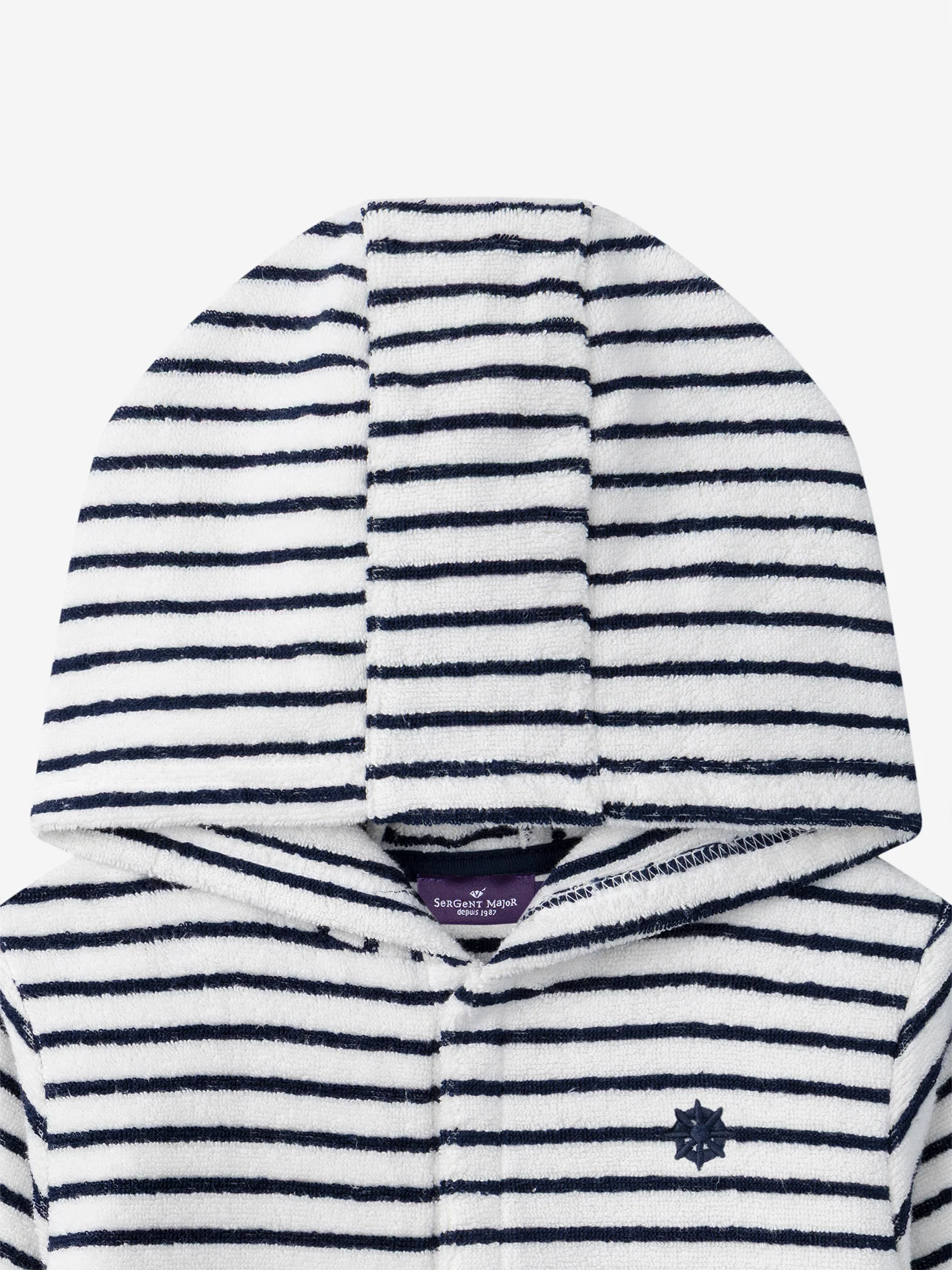 Accappatoio ecrù con strisce blu per ragazzi - Image 4