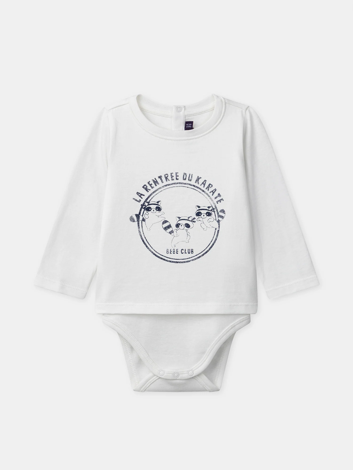 Body bianco con stampa di procione Baby Boy - Image 3