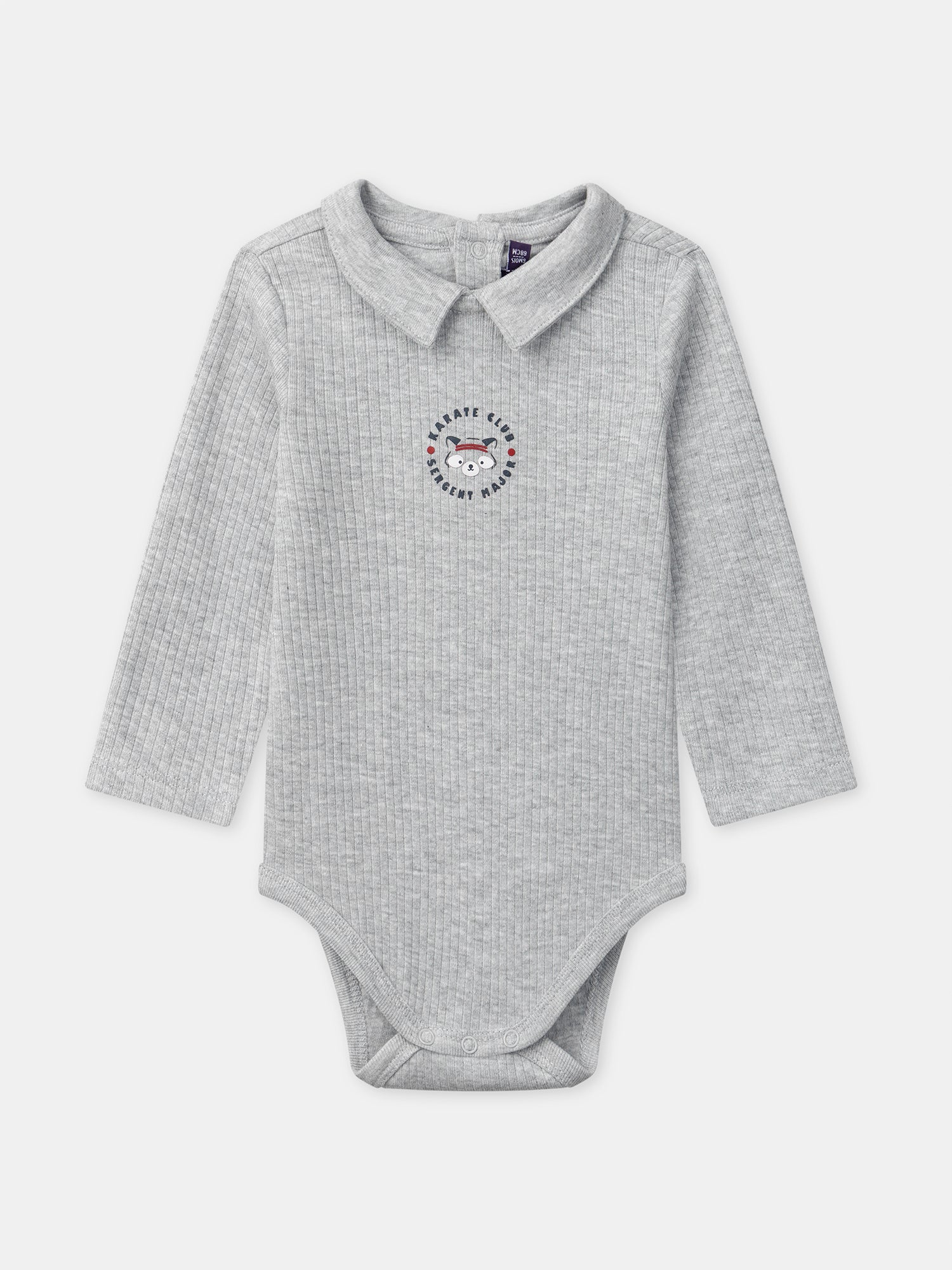 Body grigio con maniche lunghe e stampa di procione per bambini - Image 3