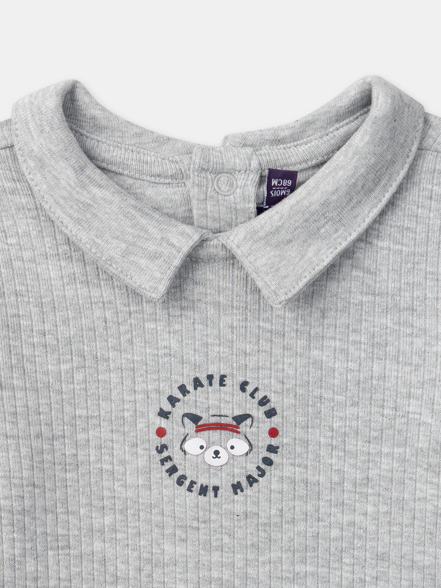 Body grigio con maniche lunghe e stampa di procione per bambini - Image 4