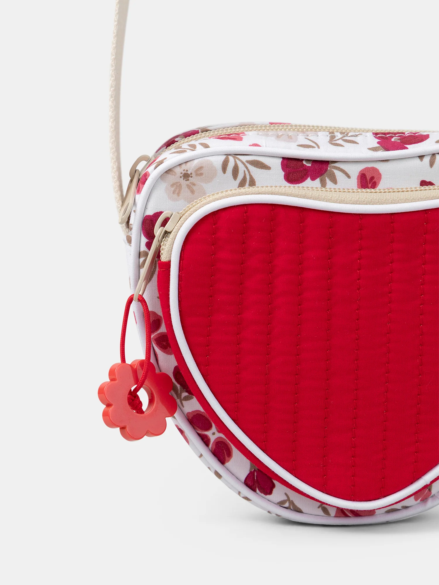 Borsa a Cuore Rossa con Stampa Floreale e Tracolla per Ragazze - Image 3