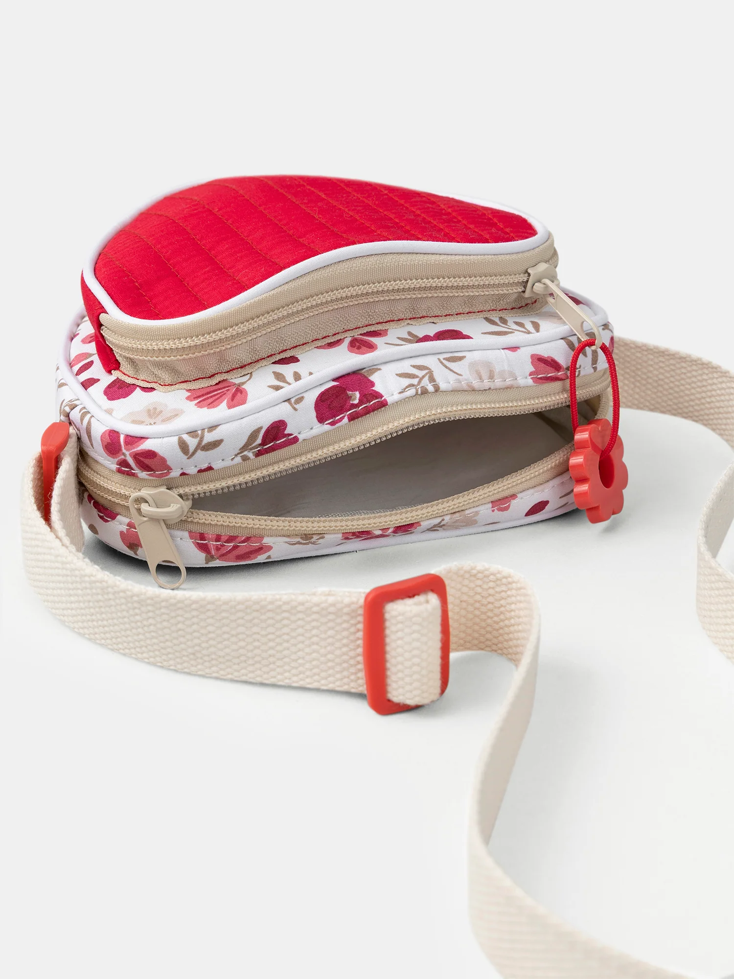 Borsa a Cuore Rossa con Stampa Floreale e Tracolla per Ragazze - Image 4