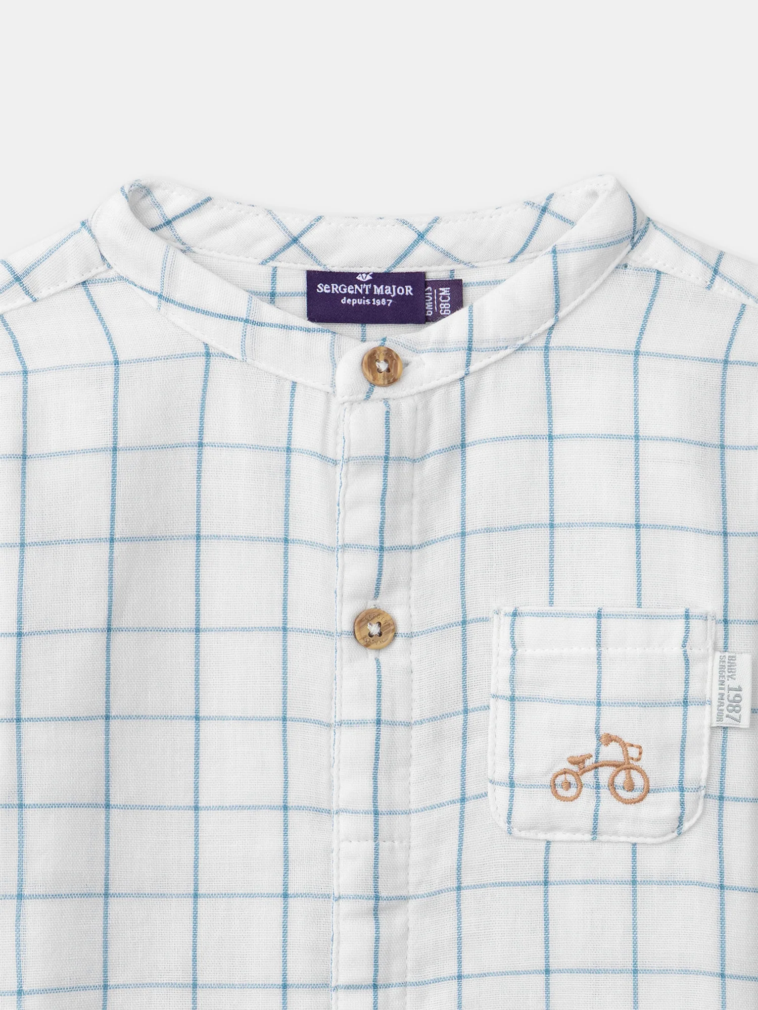 Camicia a scacchi beige per bebé - Image 3