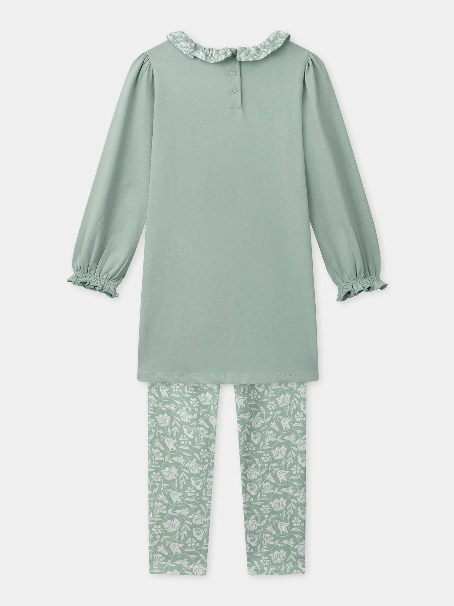 Camisola da notte verde stampata giardino per ragazze - Image 11