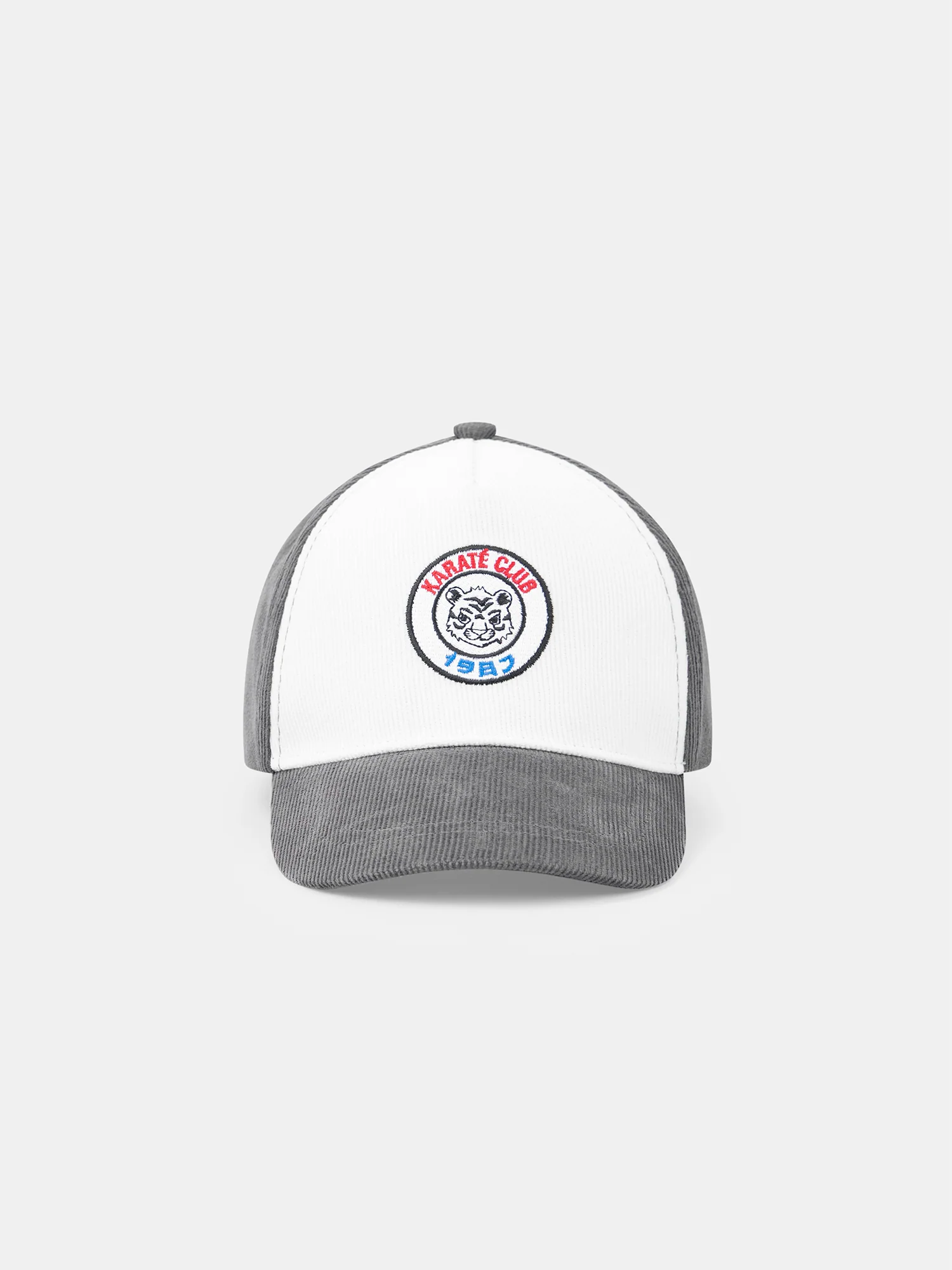 Cappello in velour grigio e bianco con patch di tigre per bambino - Image 5