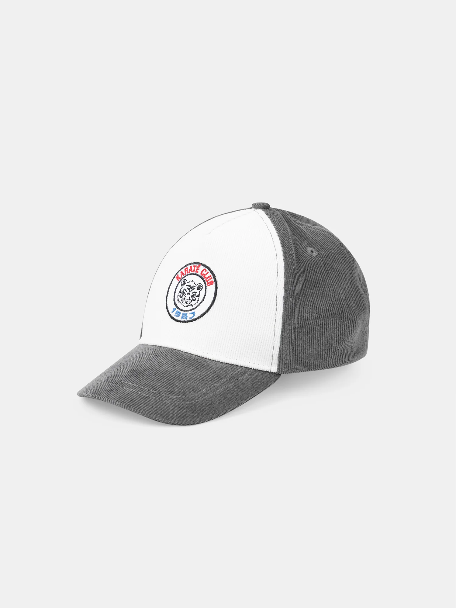 Cappello in velour grigio e bianco con patch di tigre per bambino - Image 6