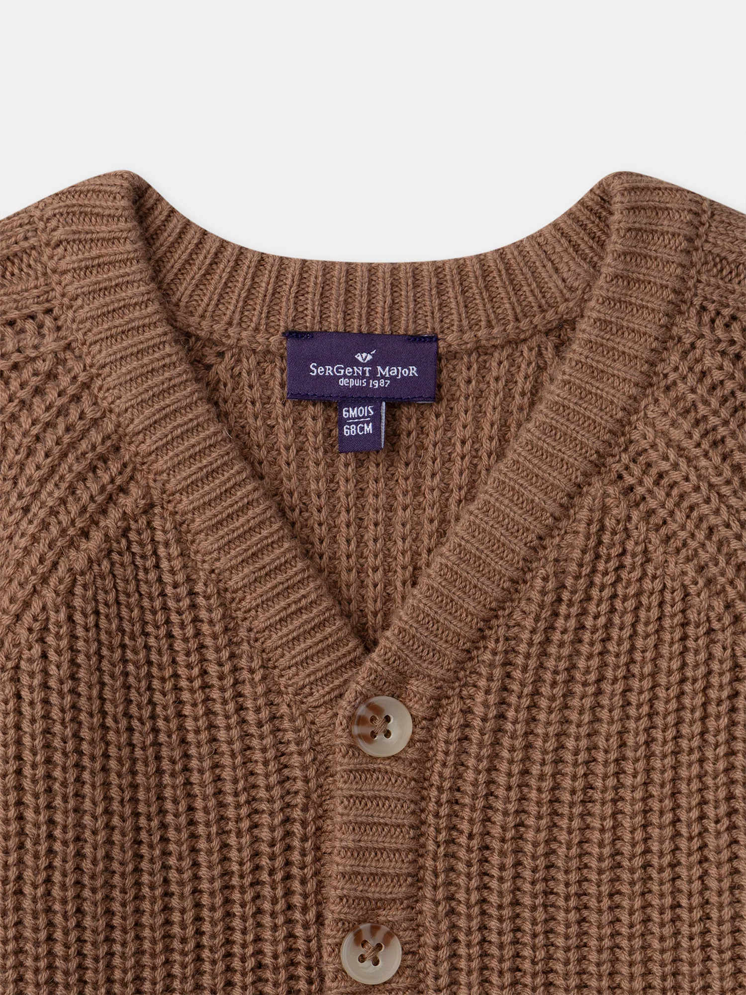 Cardigan marrone in maglia twist per bambino - Image 5