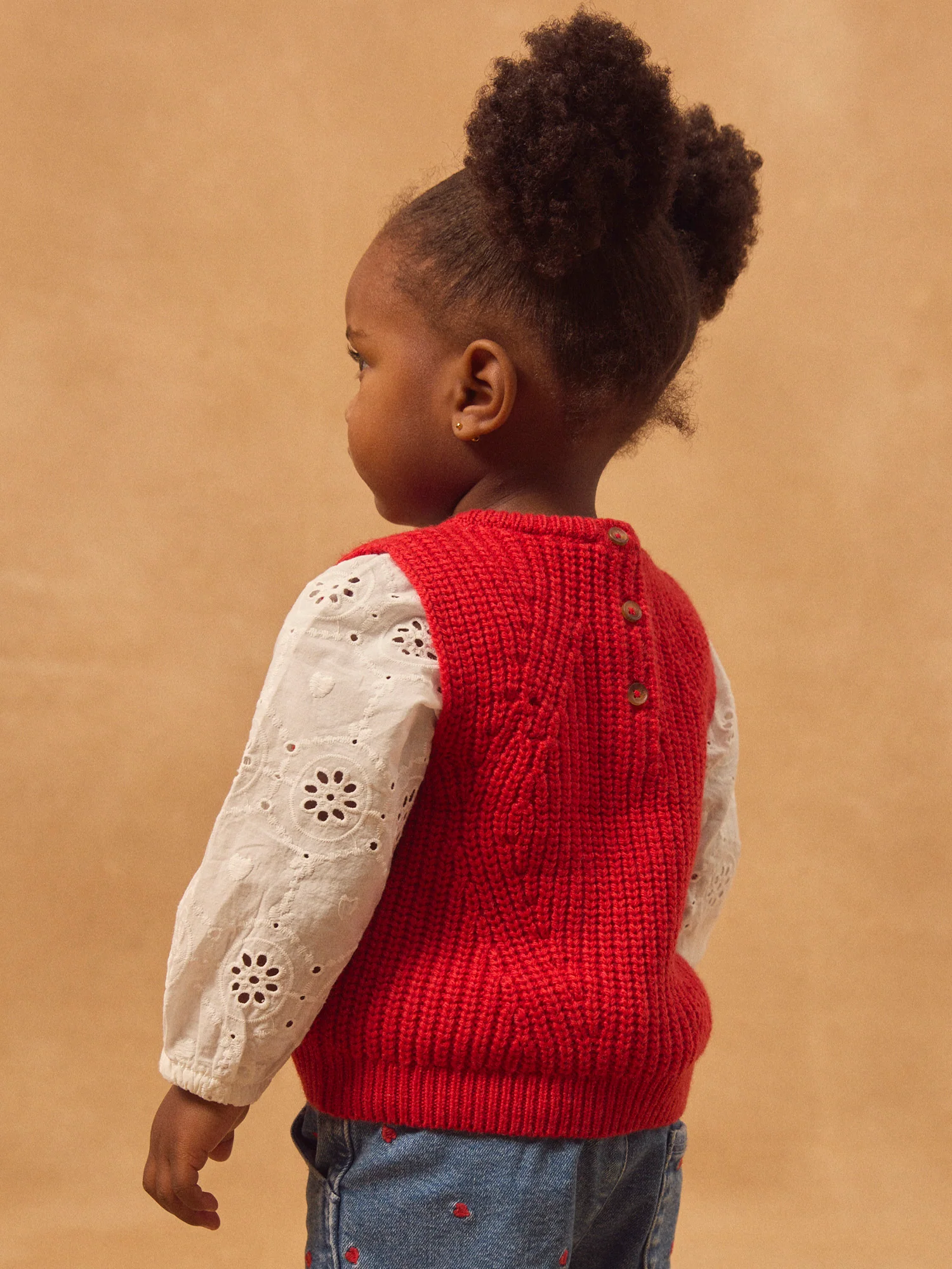 Cardigan Senza Maniche Rosso per Bambina - Image 4