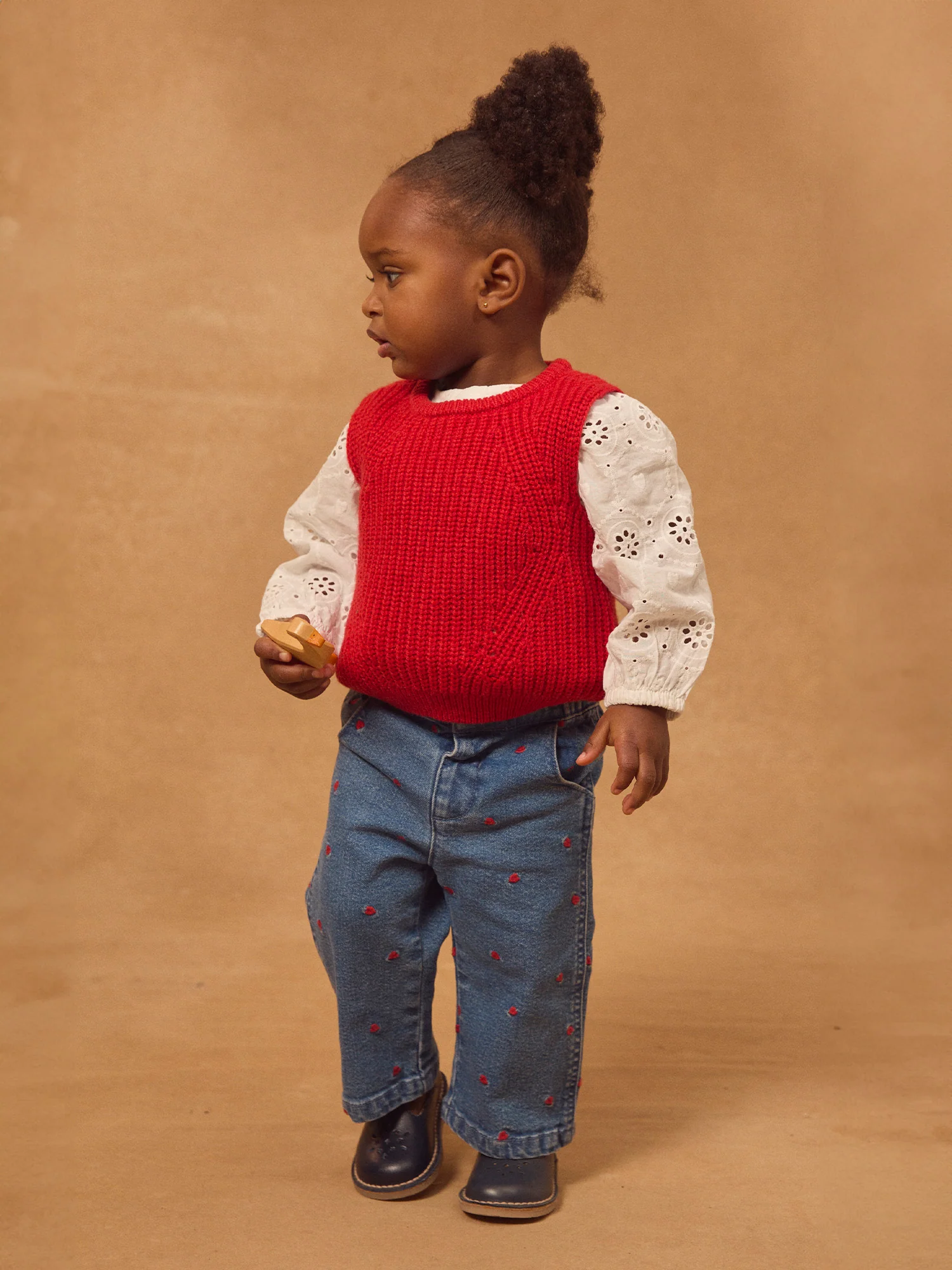 Cardigan Senza Maniche Rosso per Bambina - Image 5