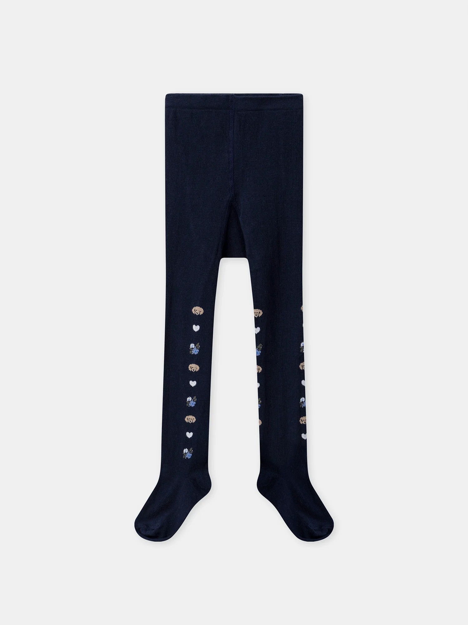 Collant blu scuro con cane e cuore per bambina - Image 3