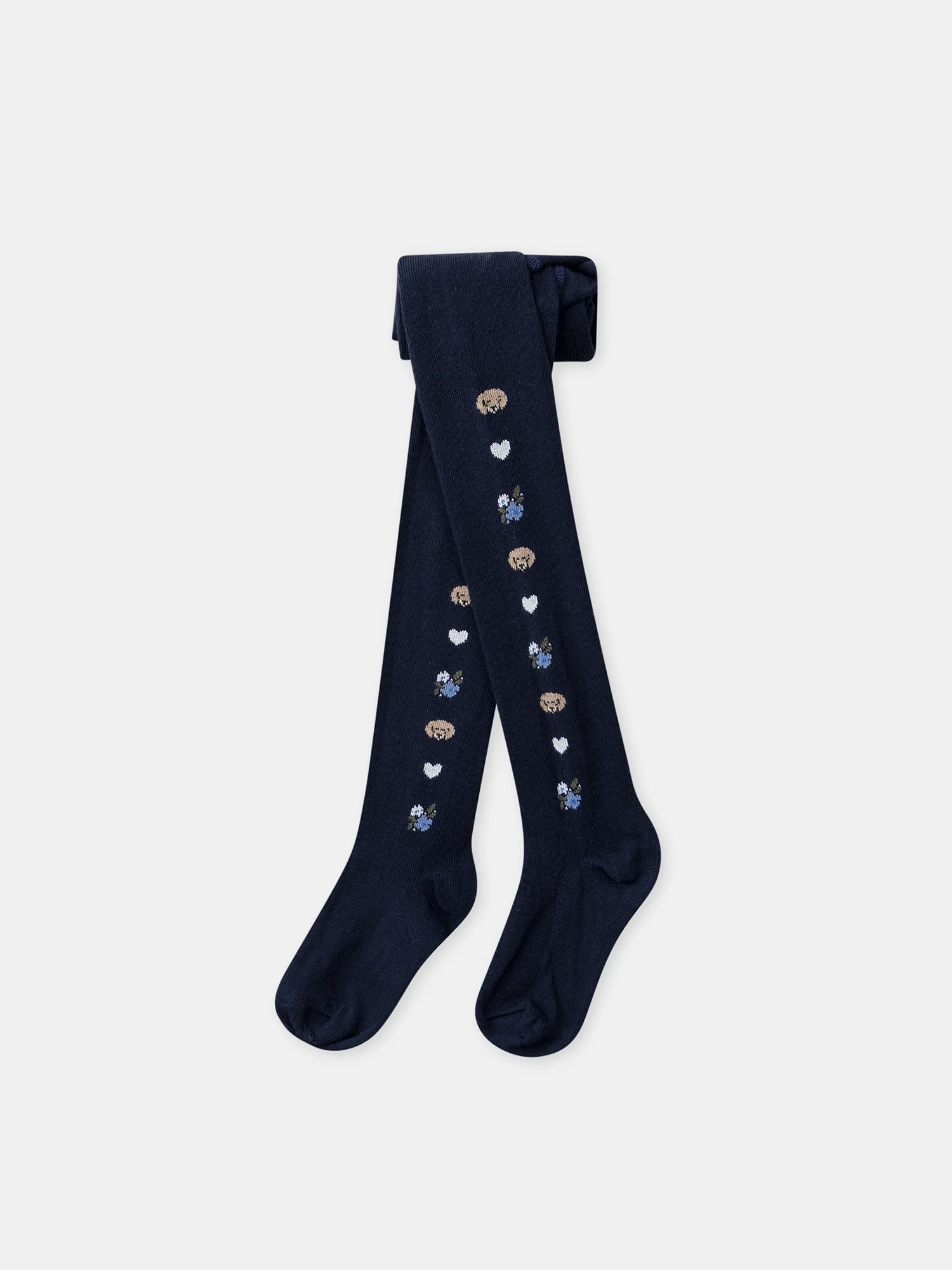 Collant blu scuro con cane e cuore per bambina - Image 4