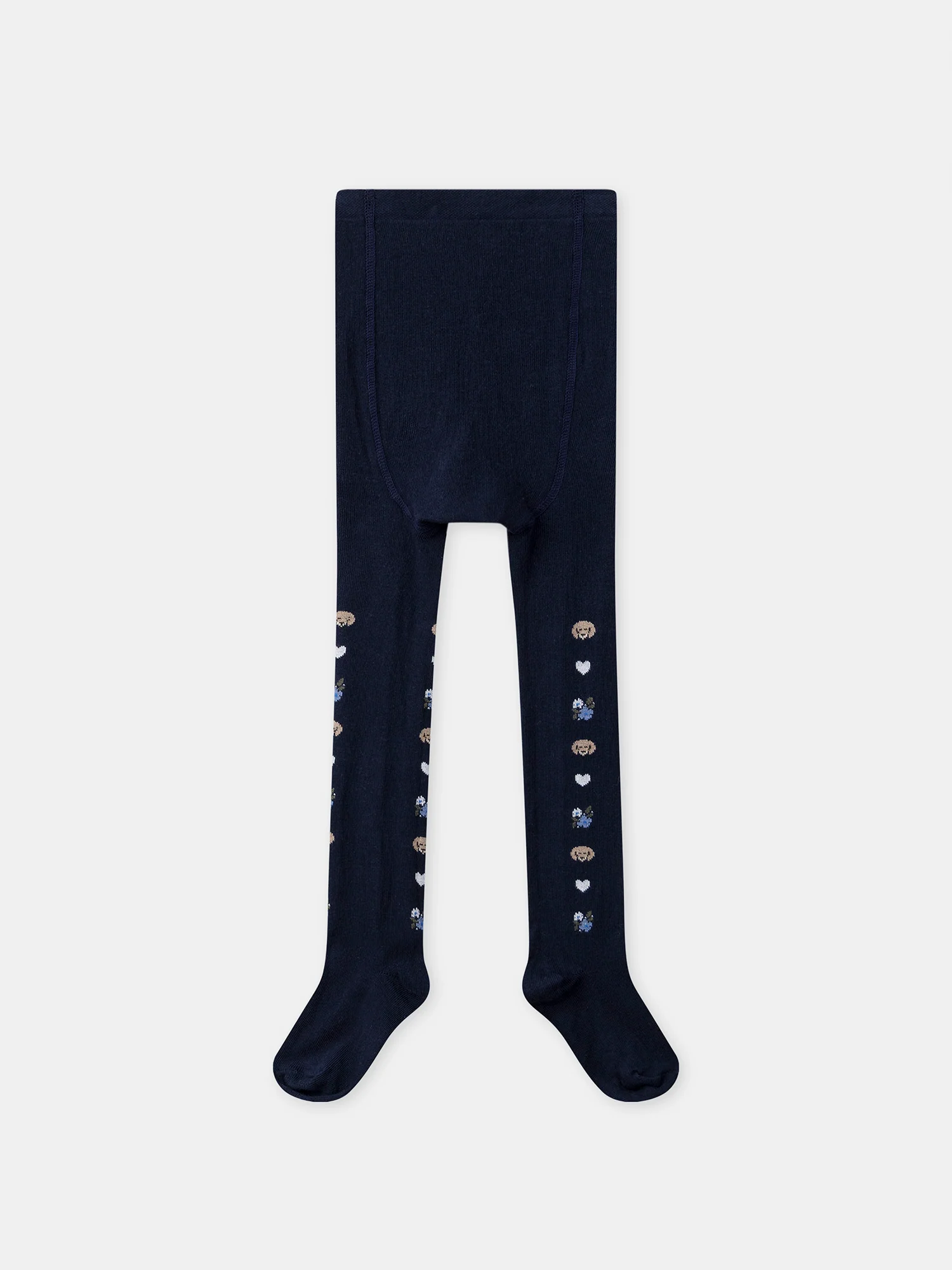 Collant blu scuro con cane e cuore per bambina - Image 6