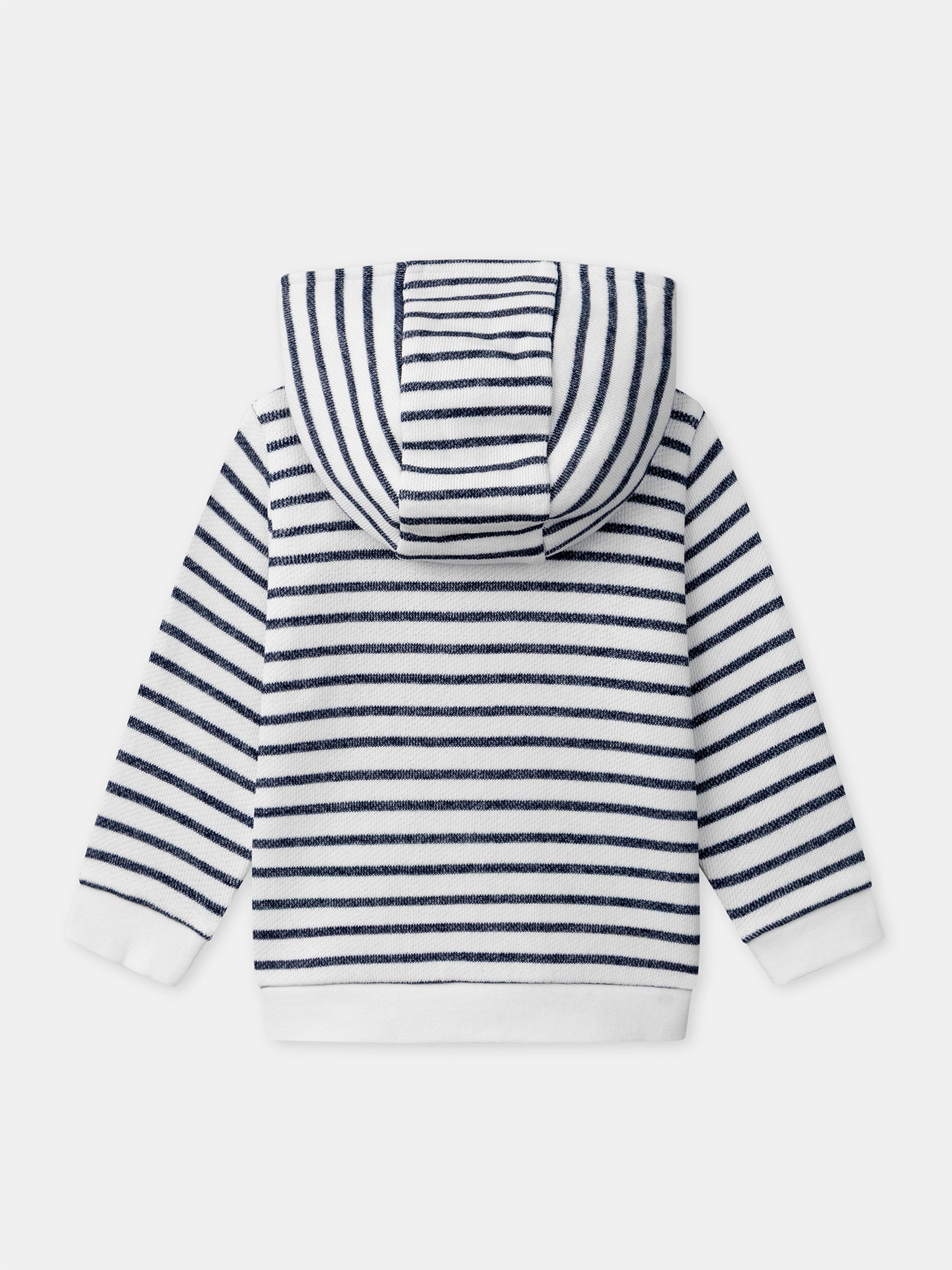 Felpa con cappuccio a zip con strisce blu marine per bambino - Image 3