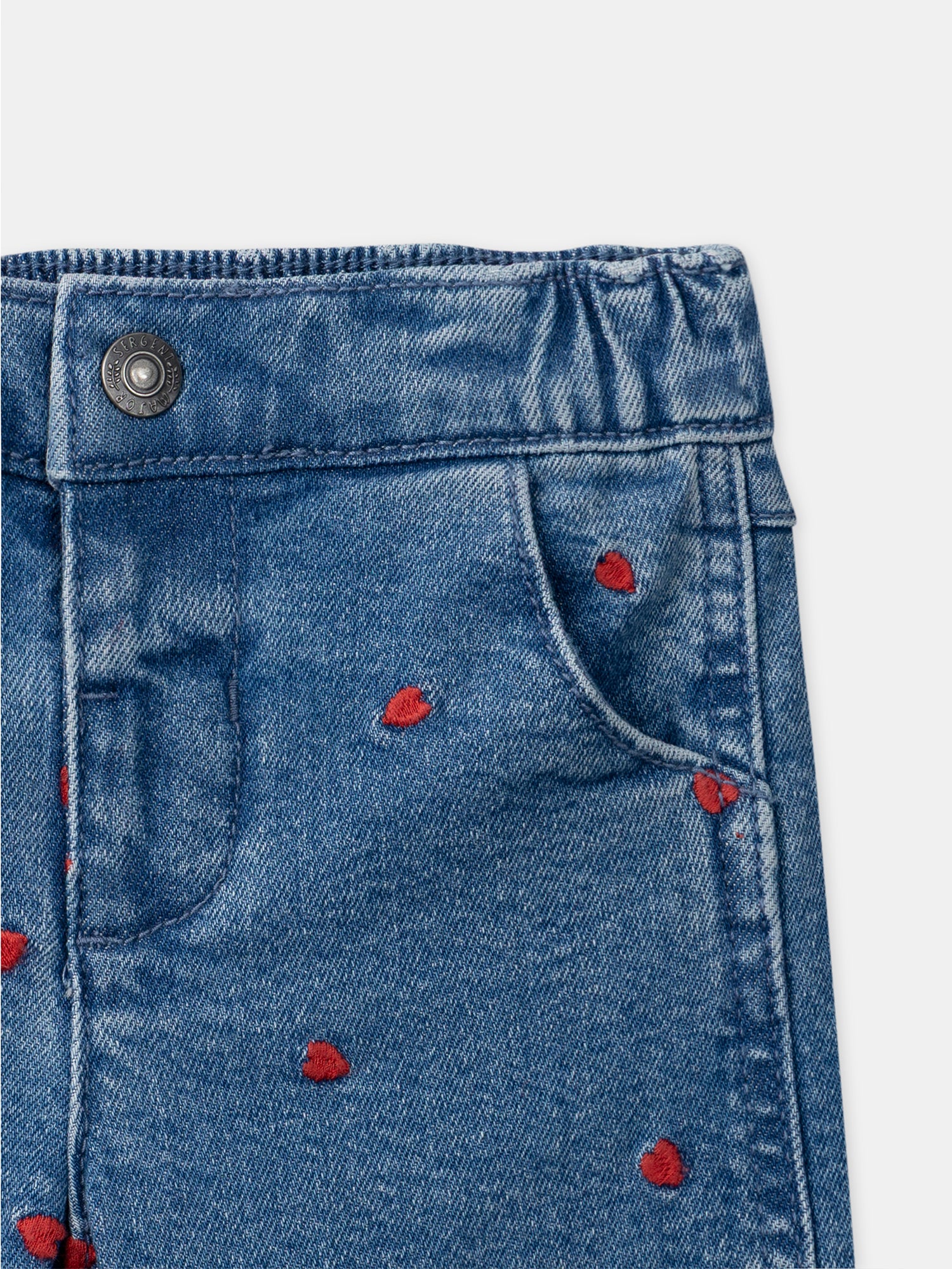Pantaloni in denim con ricami a forma di cuore per bambine - Image 6