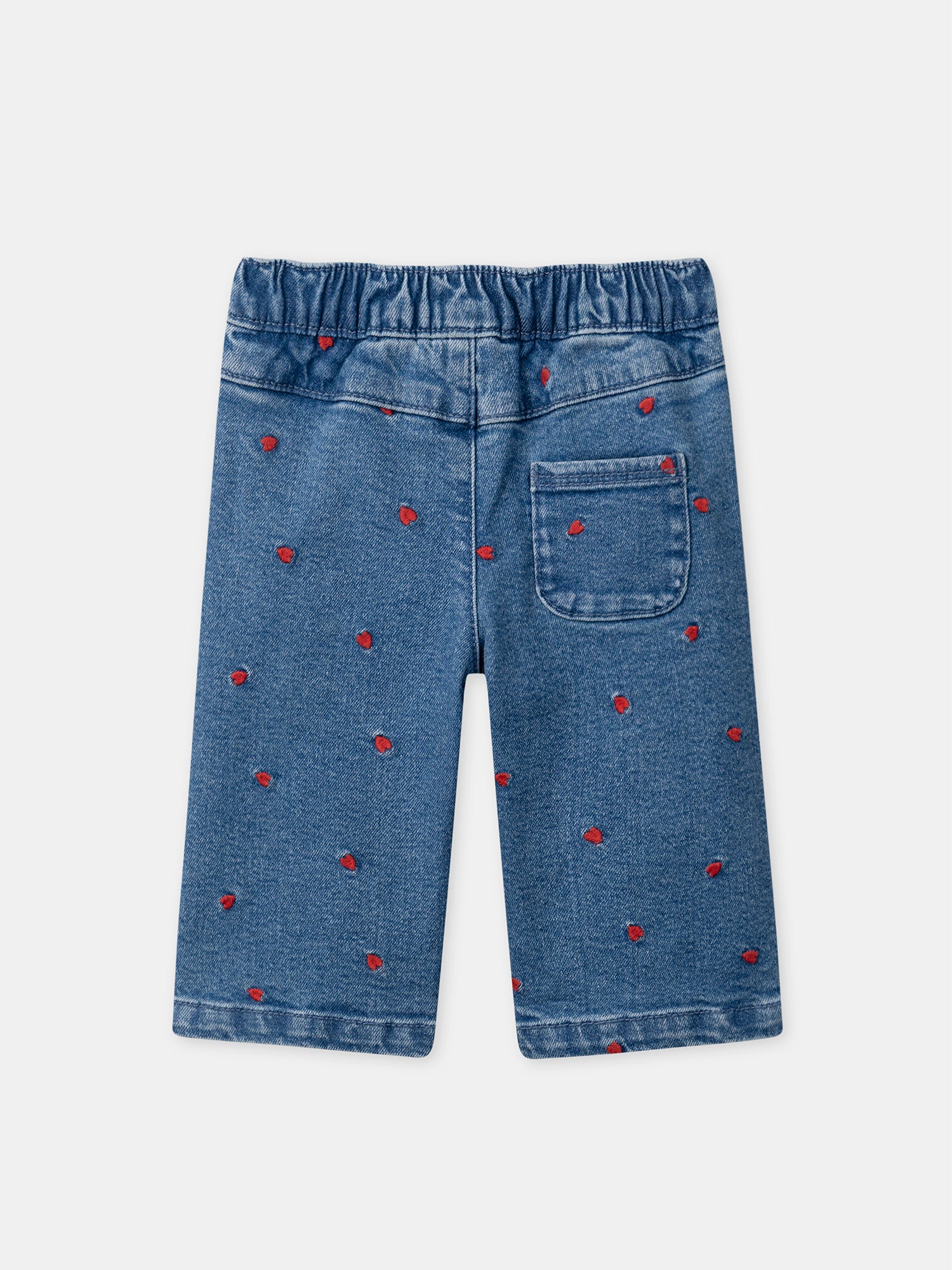 Pantaloni in denim con ricami a forma di cuore per bambine - Image 8