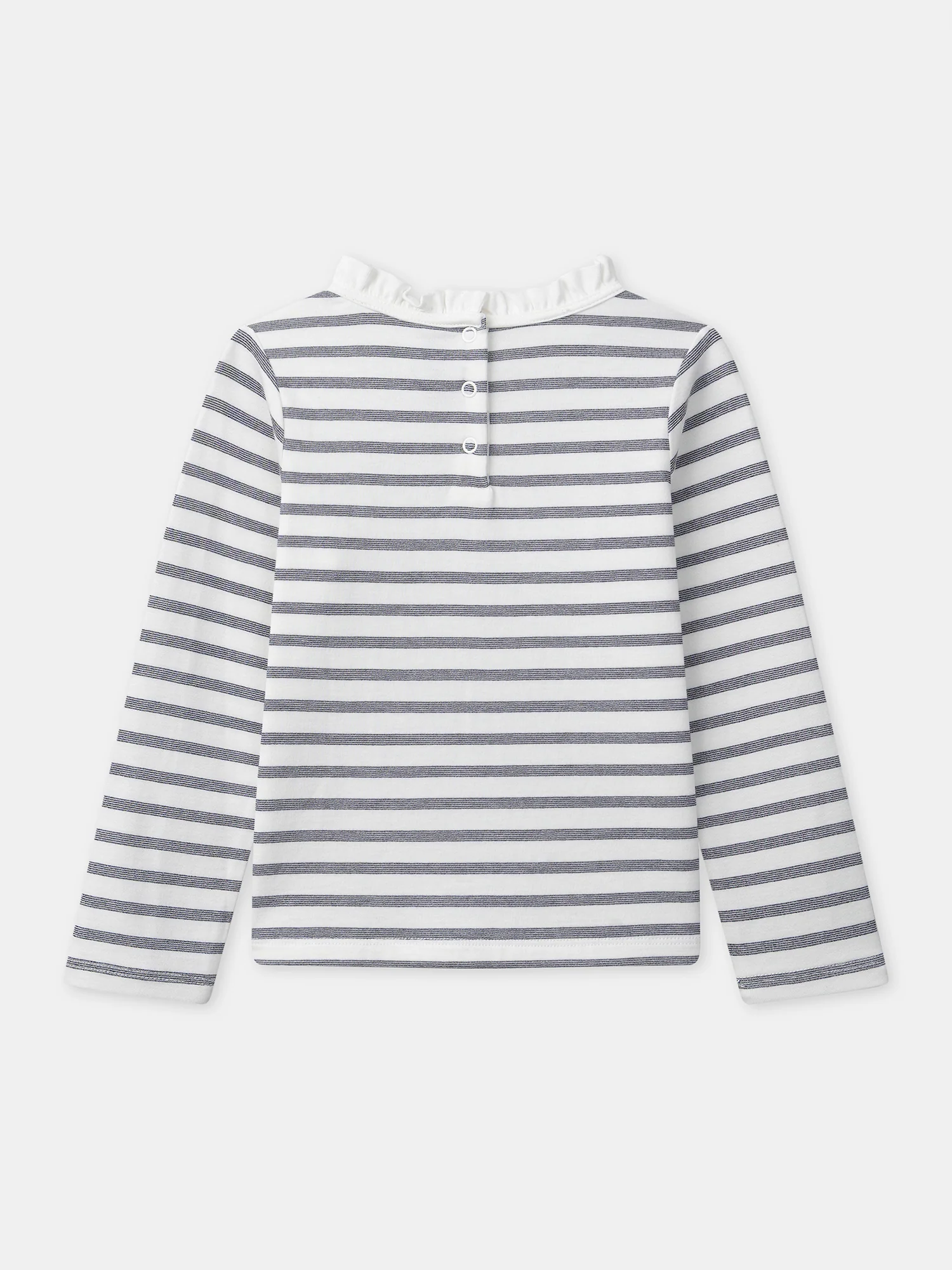 Maglietta bianca con strisce blu marine e maniche lunghe per ragazze - Image 5