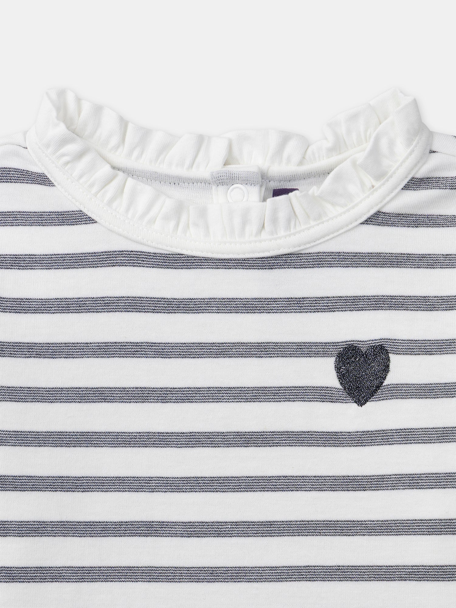 Maglietta bianca con strisce blu marine e maniche lunghe per ragazze - Image 6