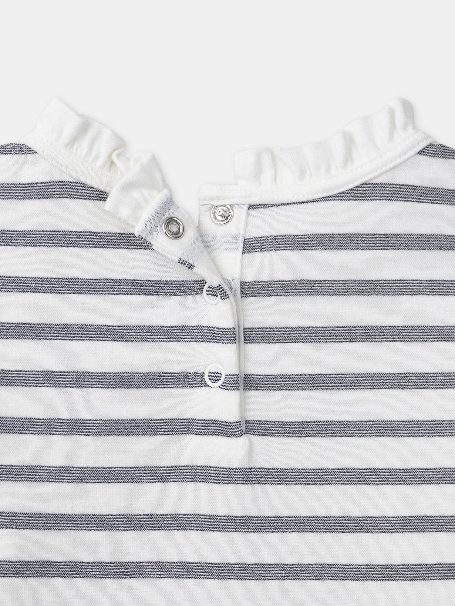 Maglietta bianca con strisce blu marine e maniche lunghe per ragazze - Image 7