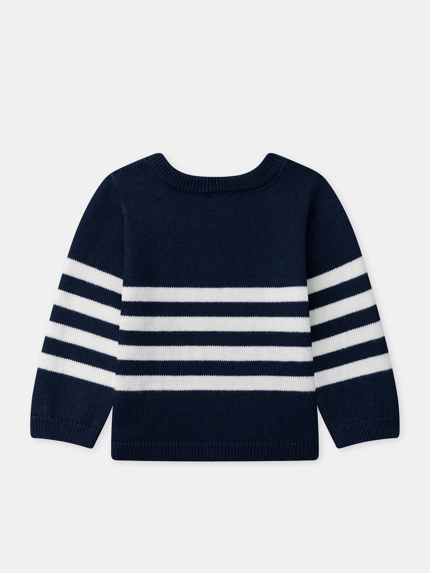 Maglione blu marino a righe bianche per bambino - Image 5