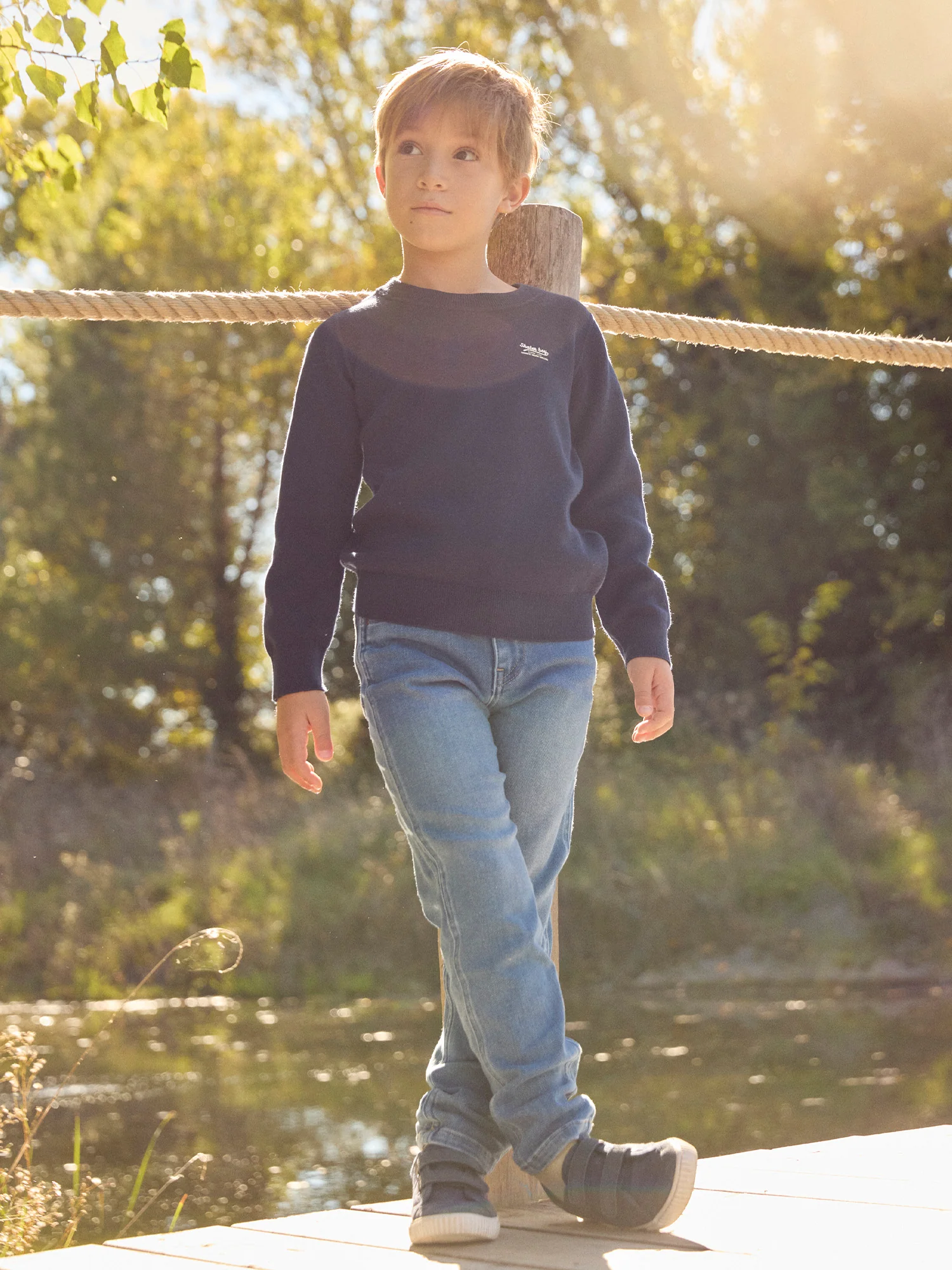 Maglione reversibile blu marino di colore uniforme o a righe per ragazzi - Image 6