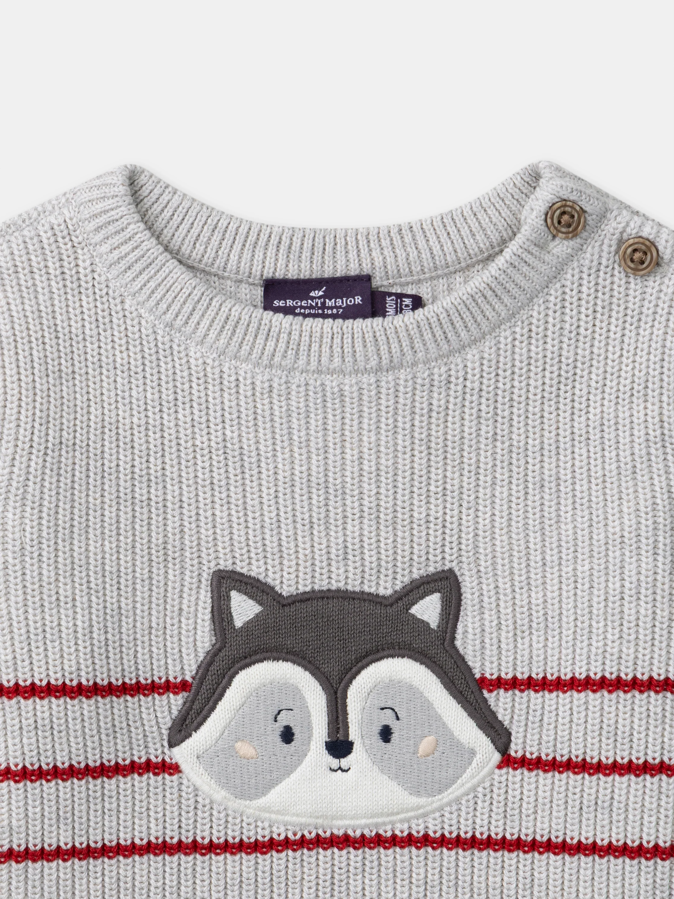 Maglione grigio con patch di procione Baby Boy - Image 3