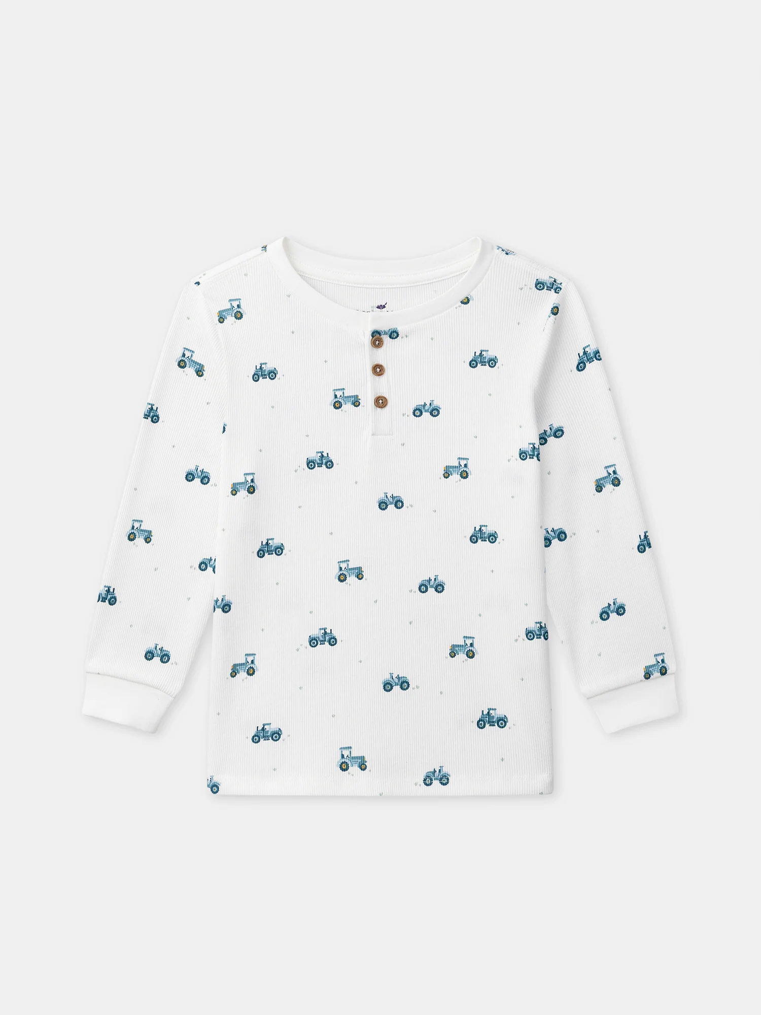 Pigiama bianco stampato con trattori per bambini - Image 4