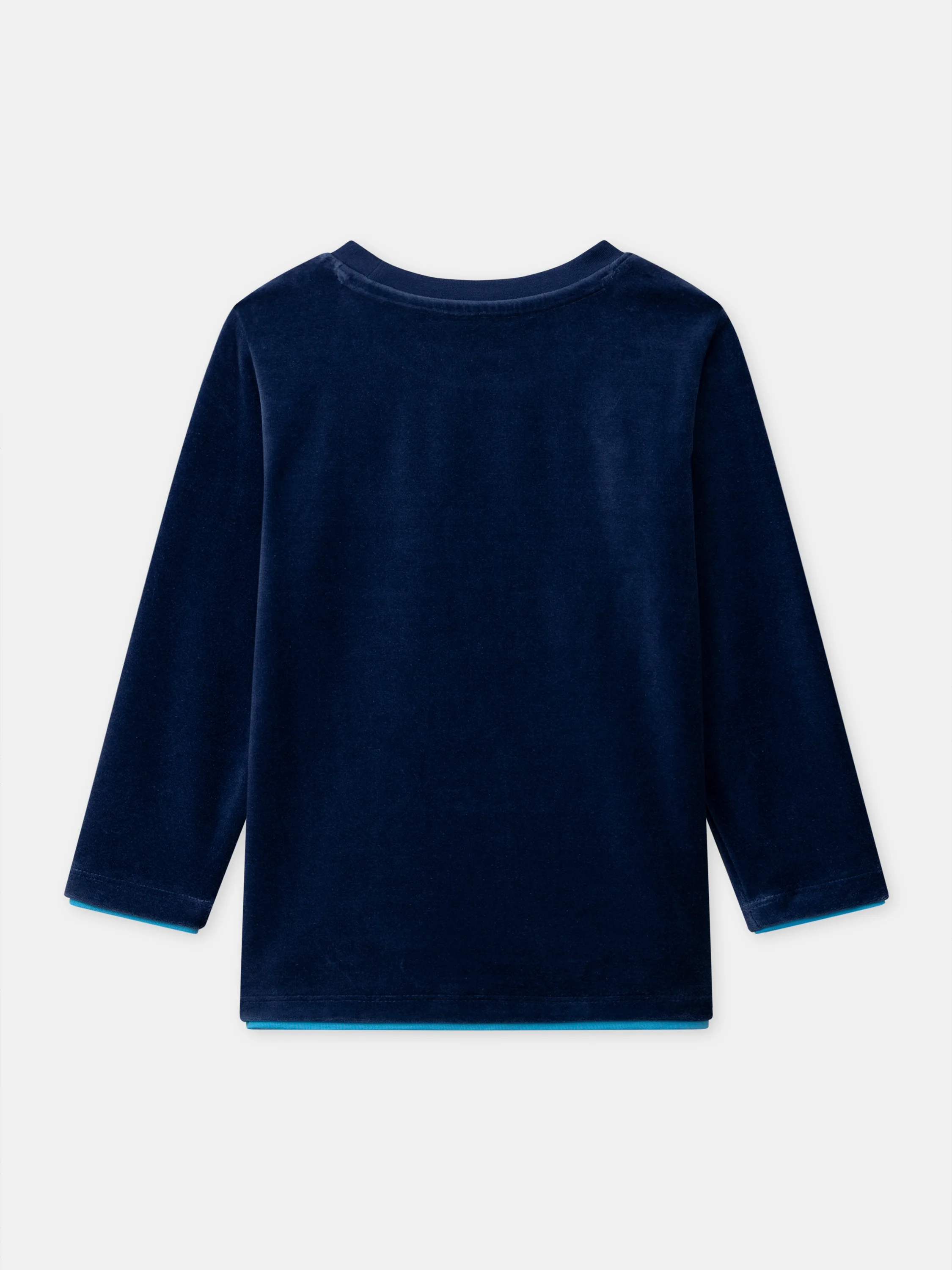 Pigiama blu scuro in velours con stampa di orso per ragazzi - Image 6