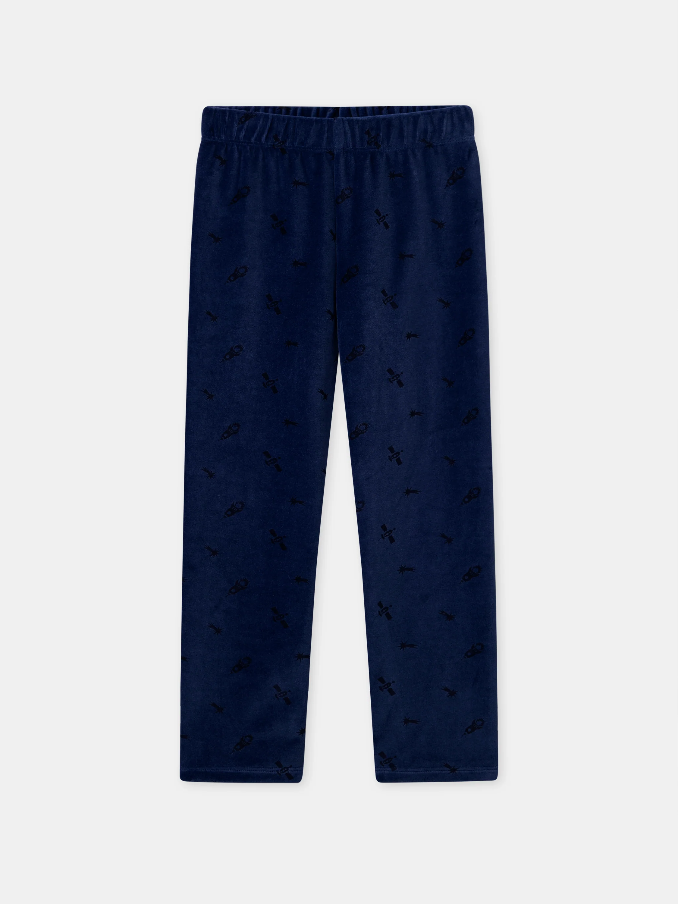 Pigiama blu scuro in velours con stampa di orso per ragazzi - Image 7