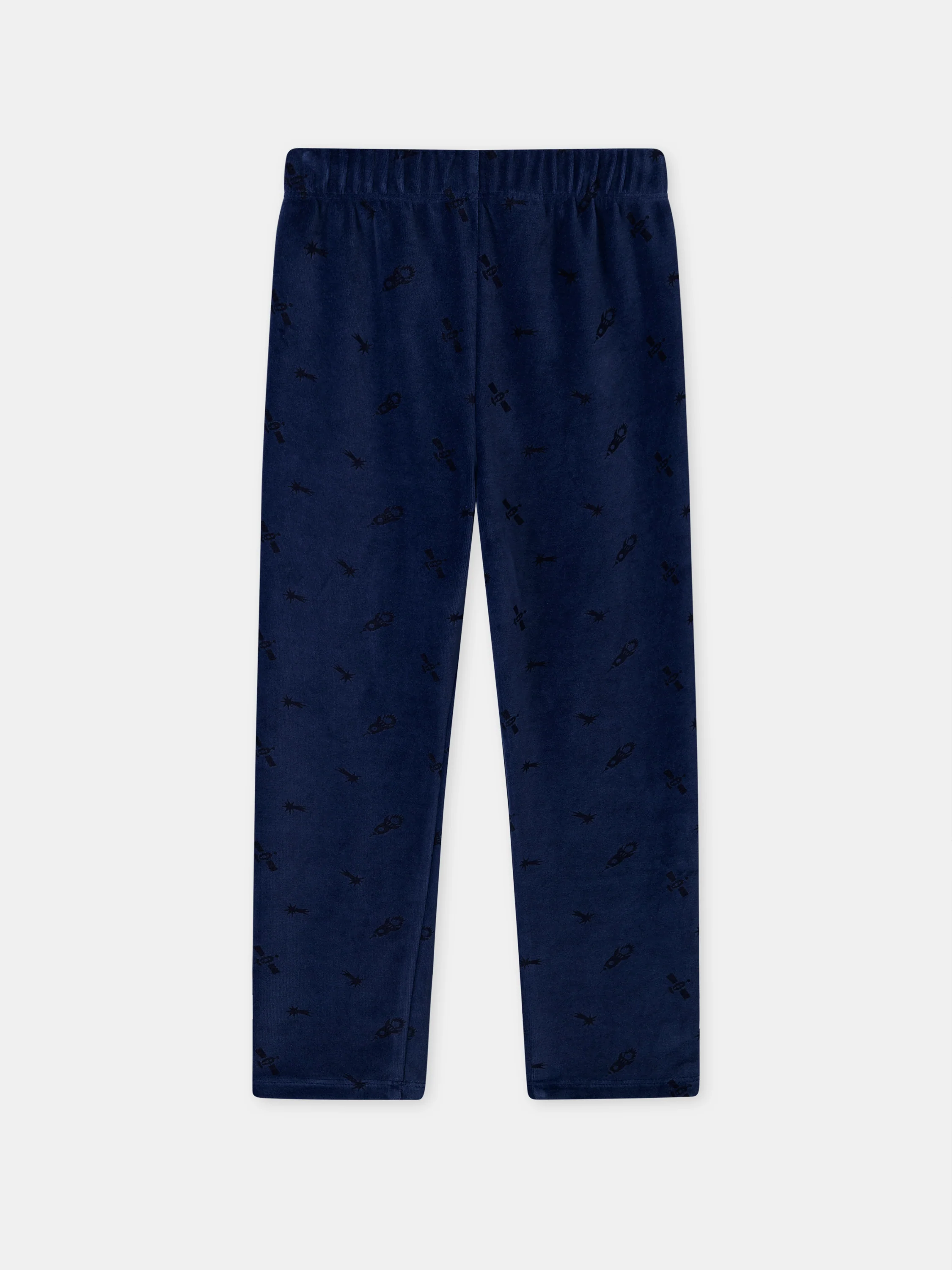 Pigiama blu scuro in velours con stampa di orso per ragazzi - Image 9