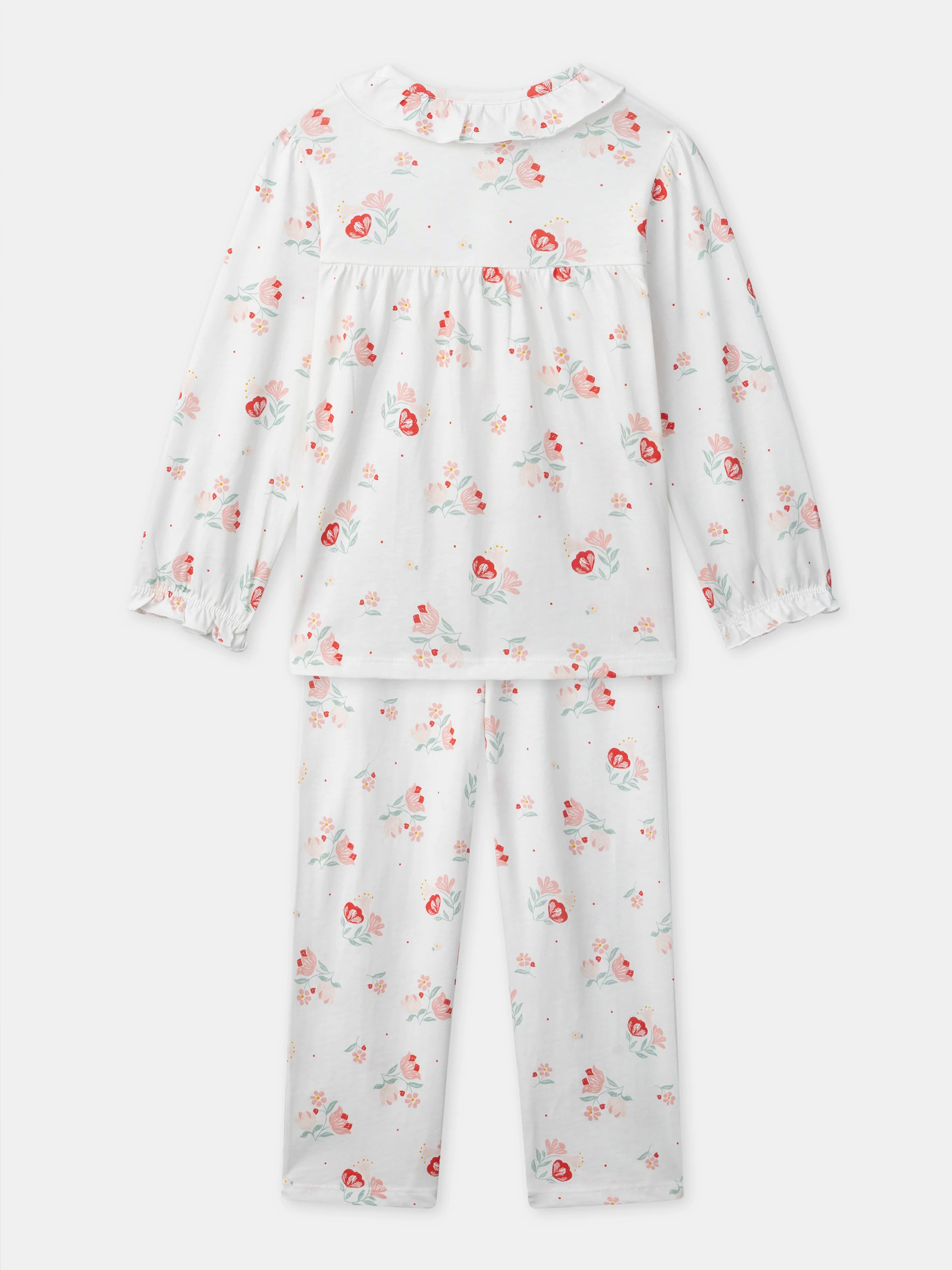 Pigiama ecru con stampa floreale per ragazze - Image 10