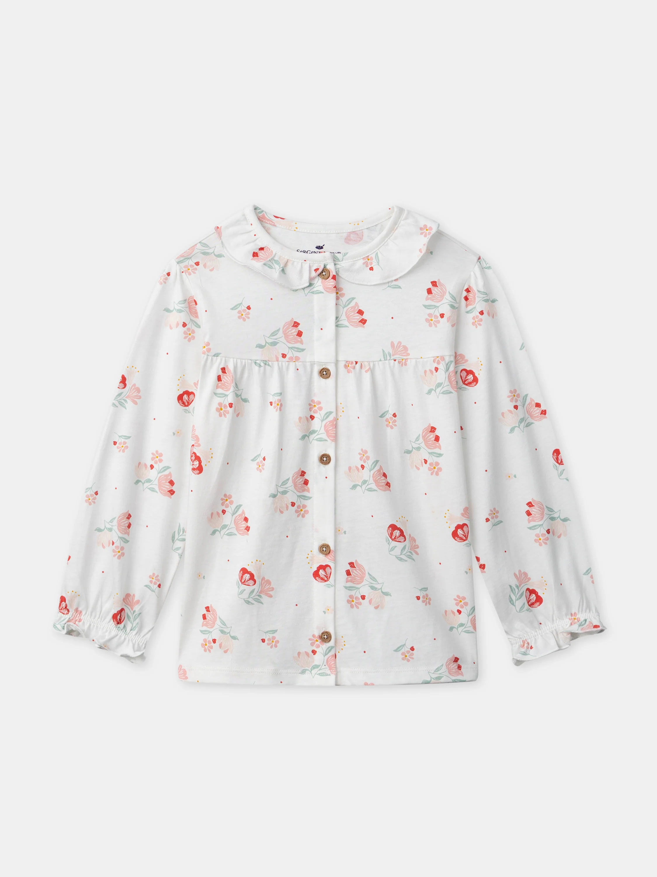 Pigiama ecru con stampa floreale per ragazze - Image 4