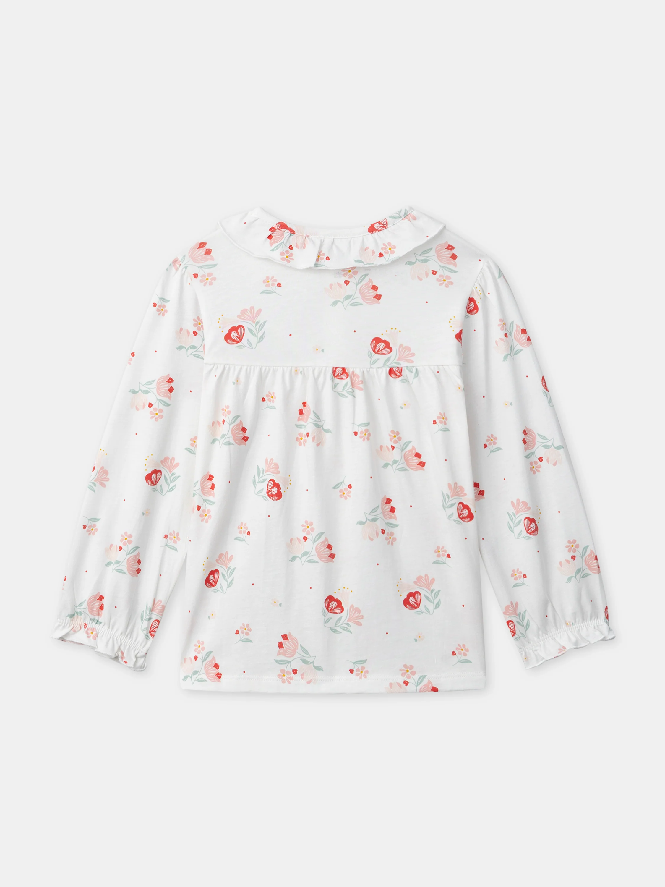 Pigiama ecru con stampa floreale per ragazze - Image 6