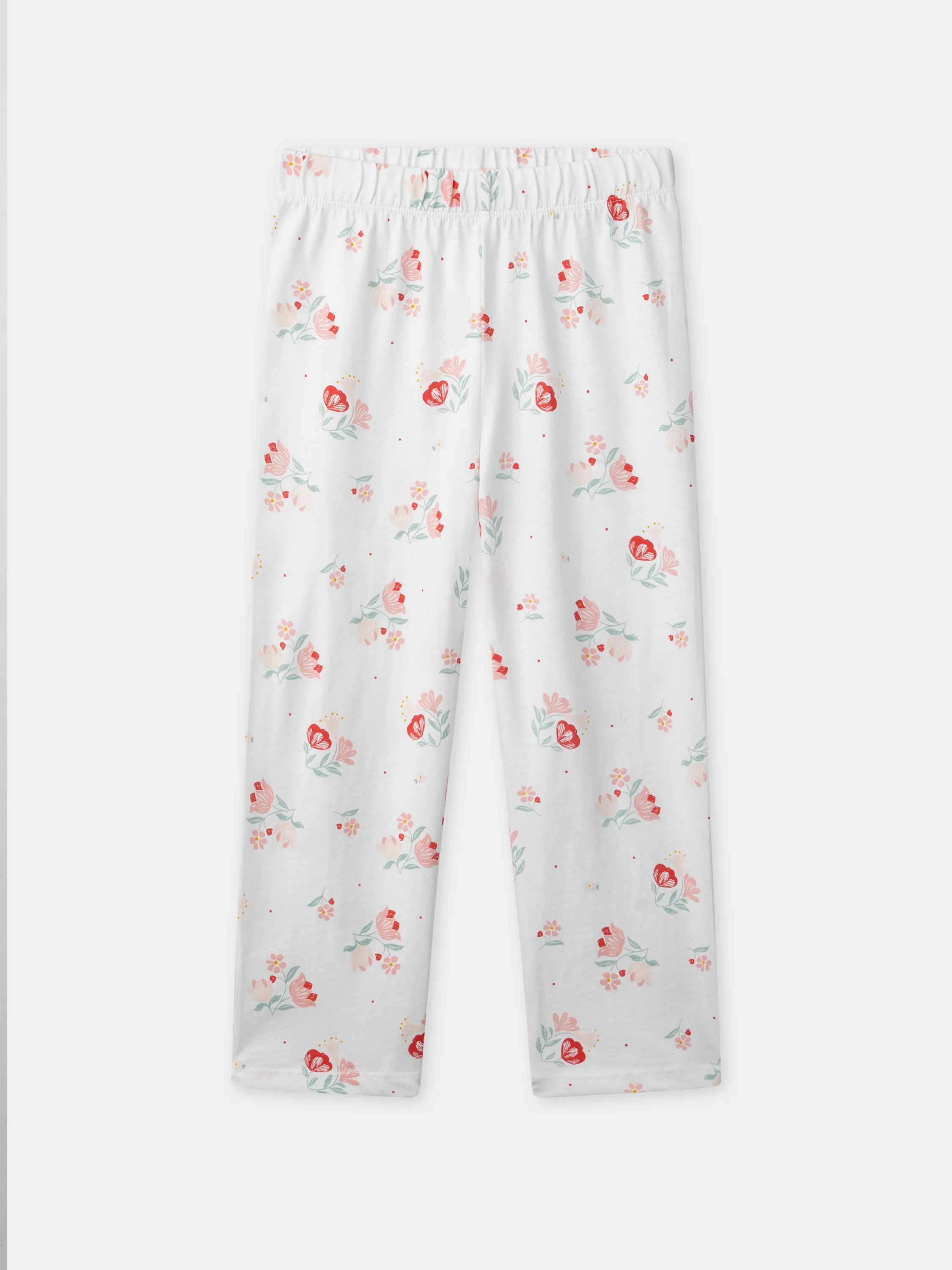 Pigiama ecru con stampa floreale per ragazze - Image 7