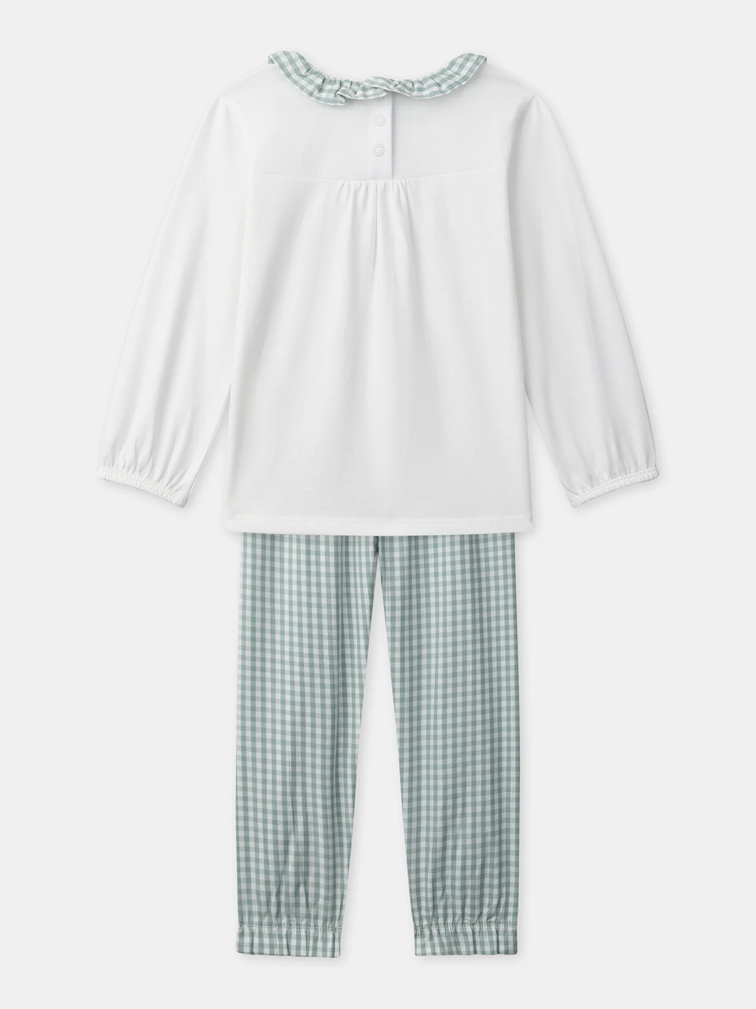 Pigiama a quadri verdi con stampa di cuori per bambina - Image 10