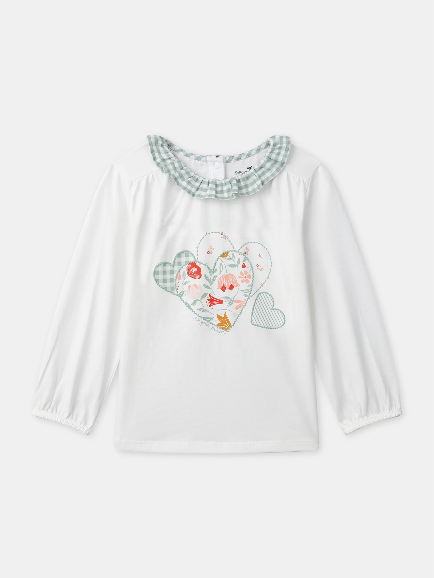 Pigiama a quadri verdi con stampa di cuori per bambina - Image 4