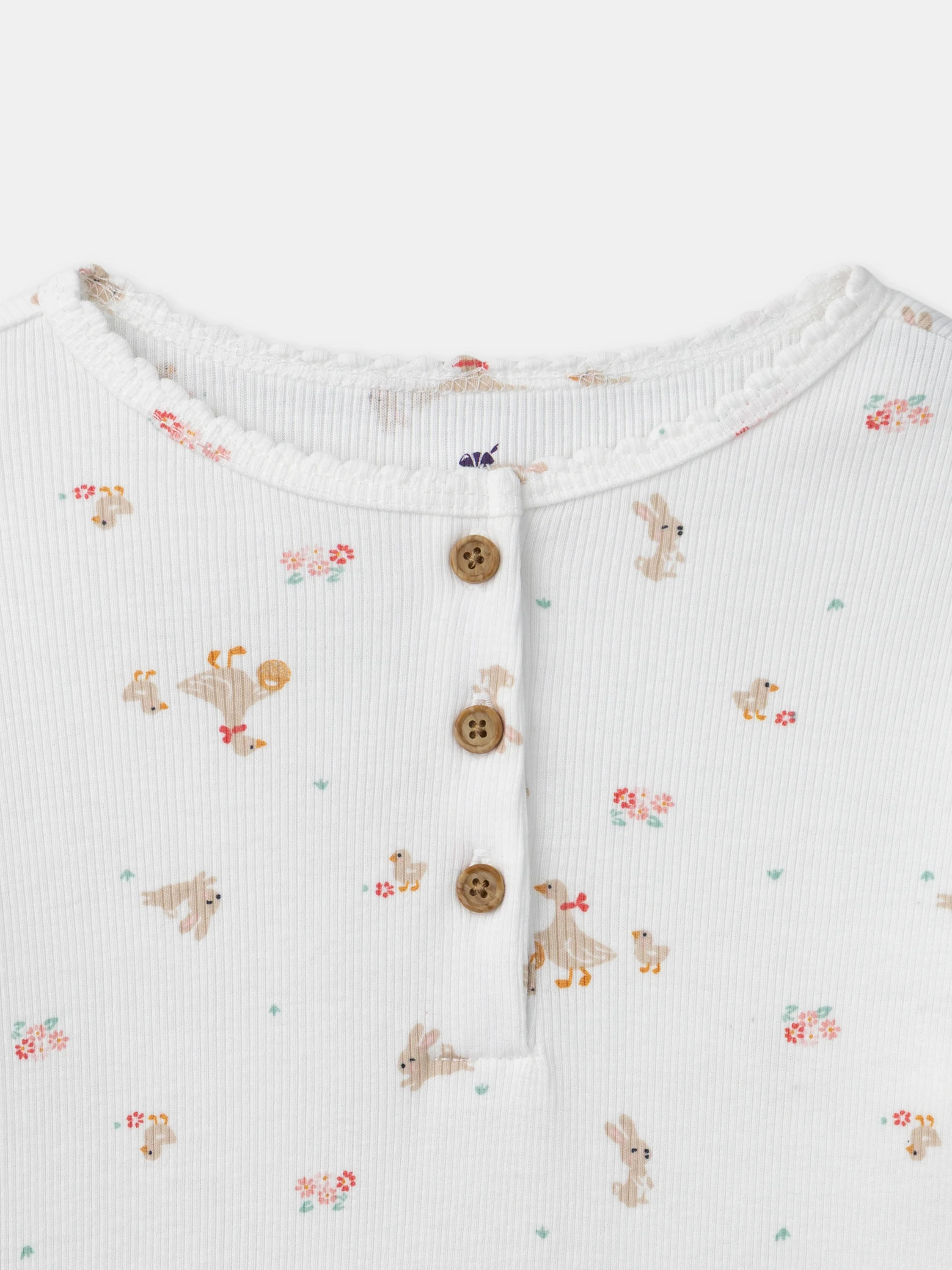 Pigiama ecru con ricami di oche per ragazze - Image 3