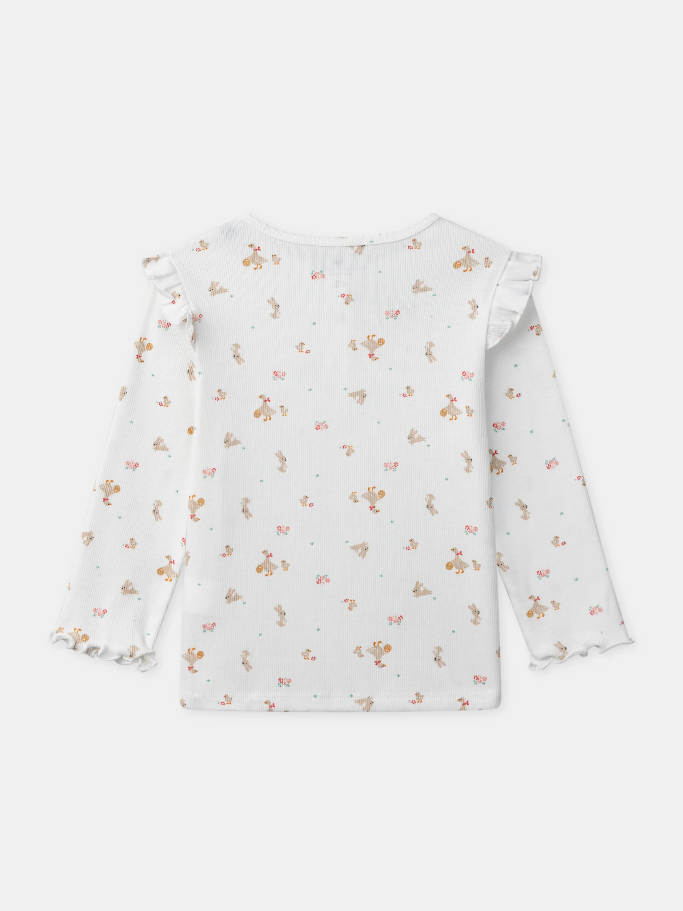 Pigiama ecru con ricami di oche per ragazze - Image 4