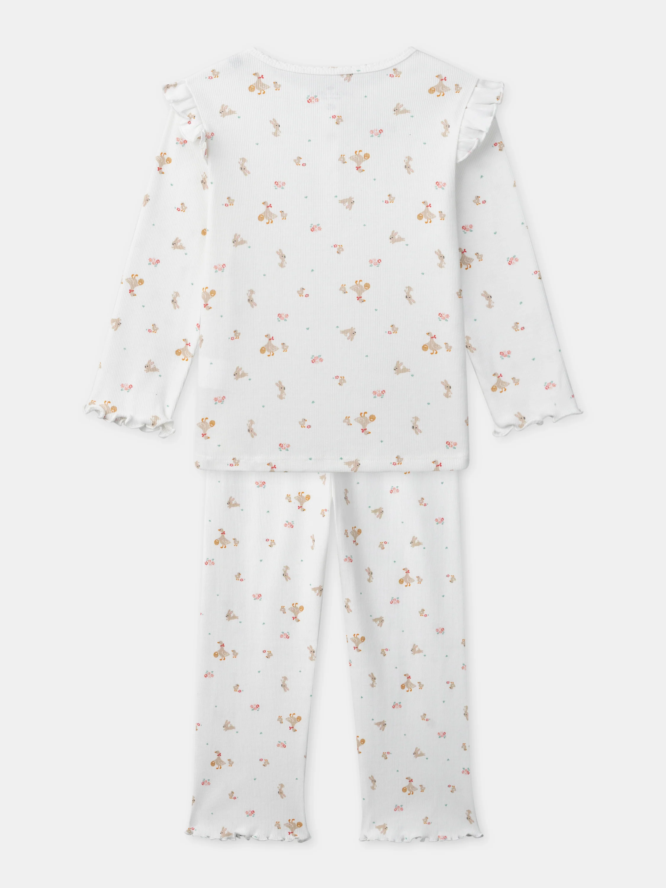 Pigiama ecru con ricami di oche per ragazze - Image 8