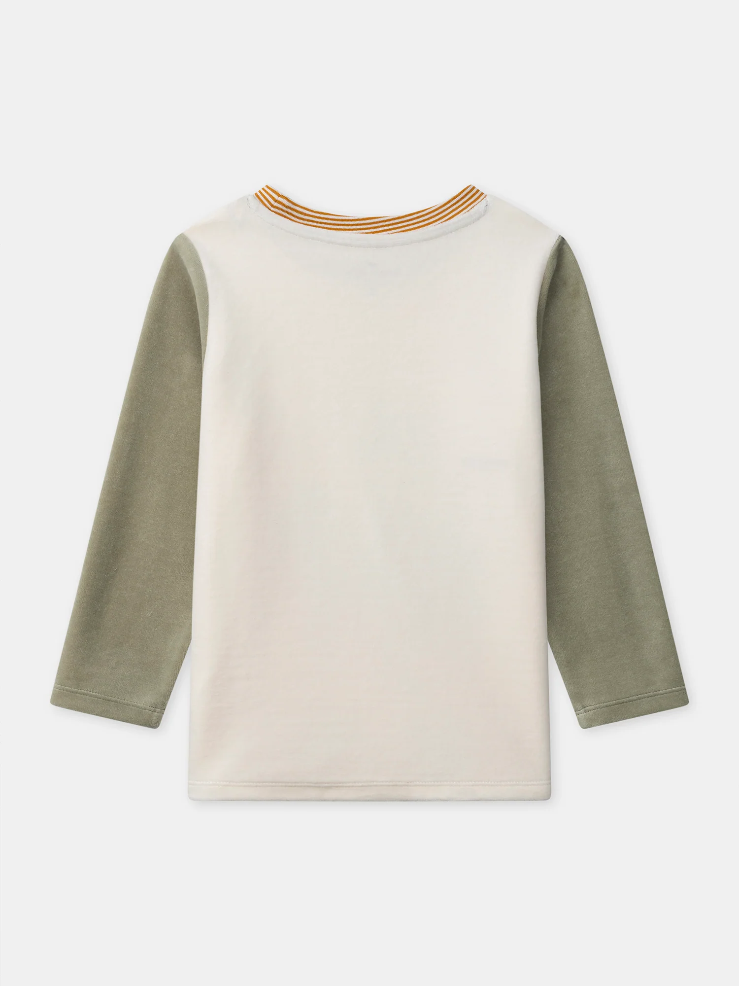 Pigiama ecrù e verde kaki in velluto con stampa di cane per ragazzi - Image 4