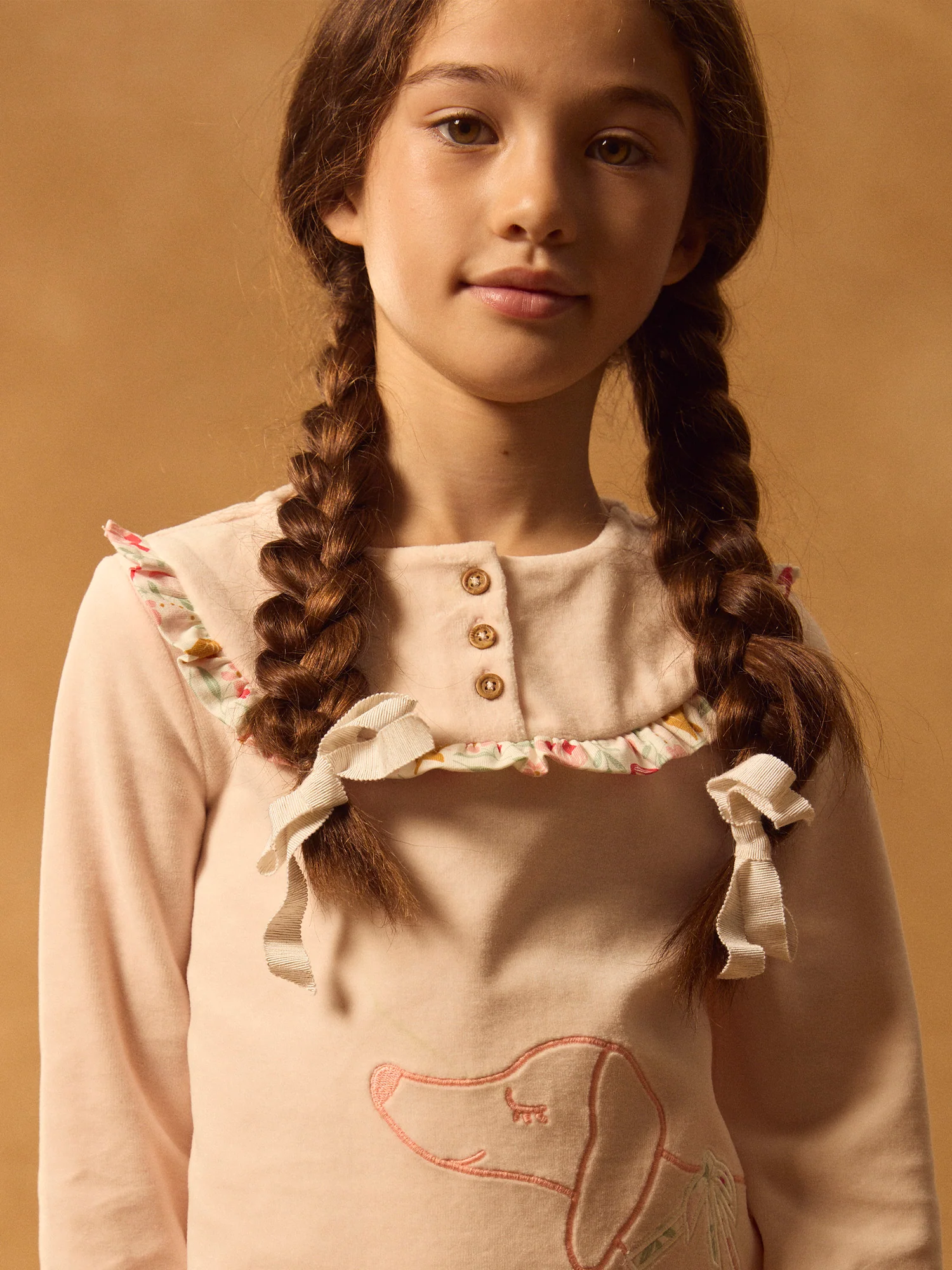 Pigiama in velluto rosa chiaro per ragazze - Image 3