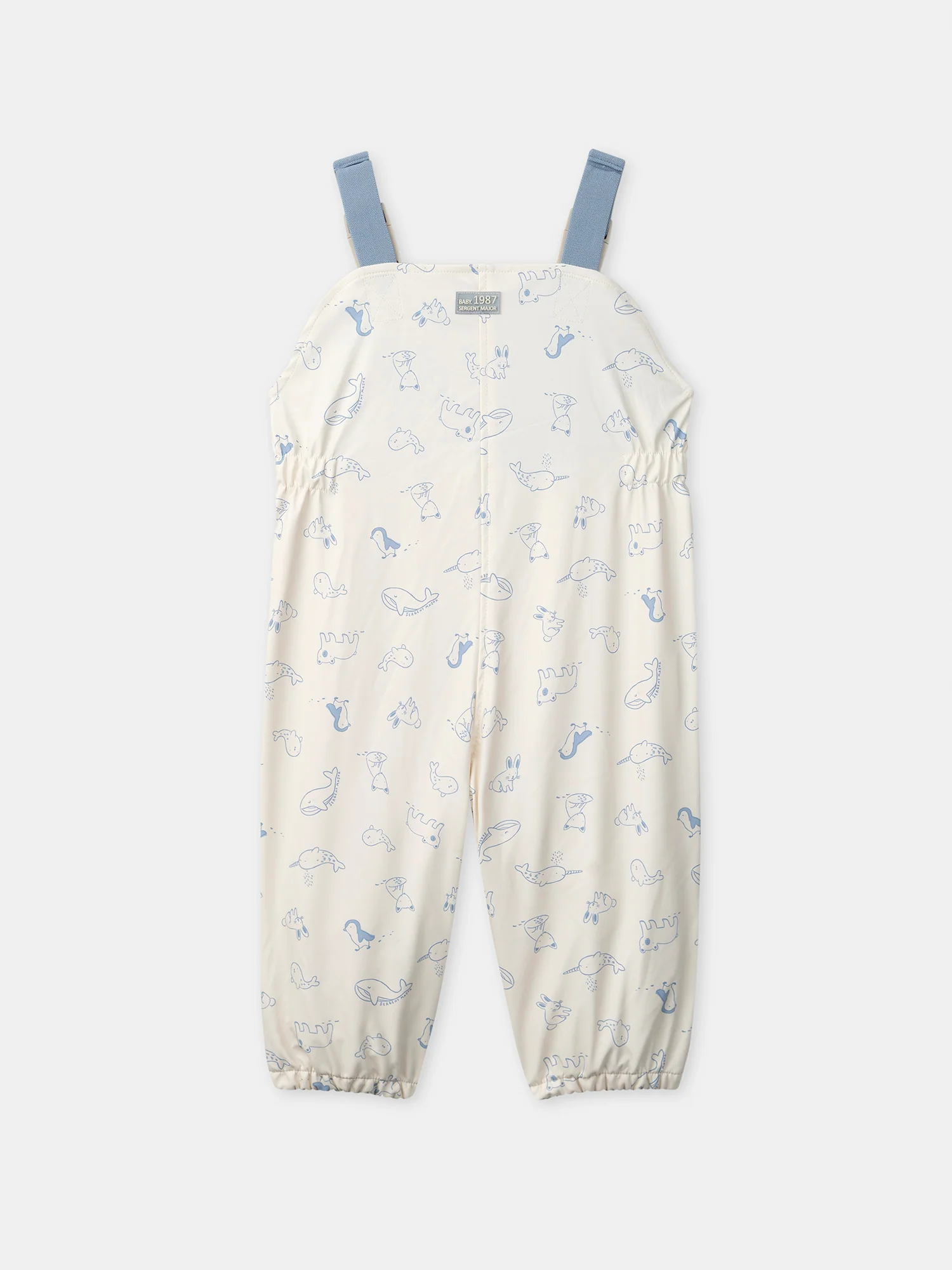 Salopette da pioggia ecru con stampa animale per neonato maschio - Image 5