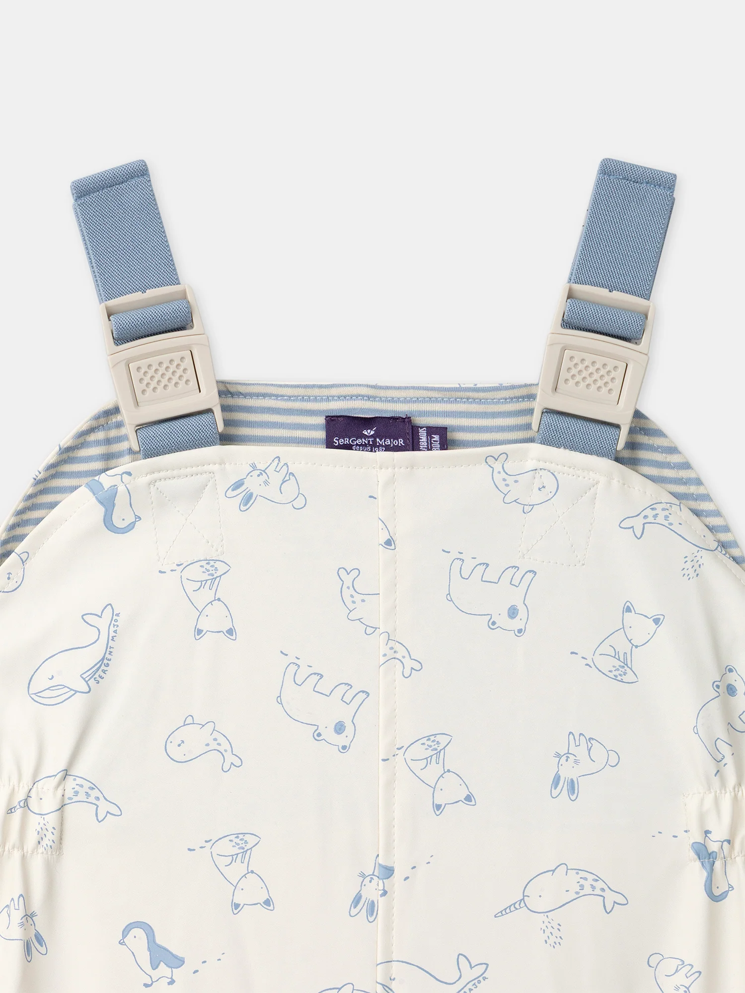 Salopette da pioggia ecru con stampa animale per neonato maschio - Image 6