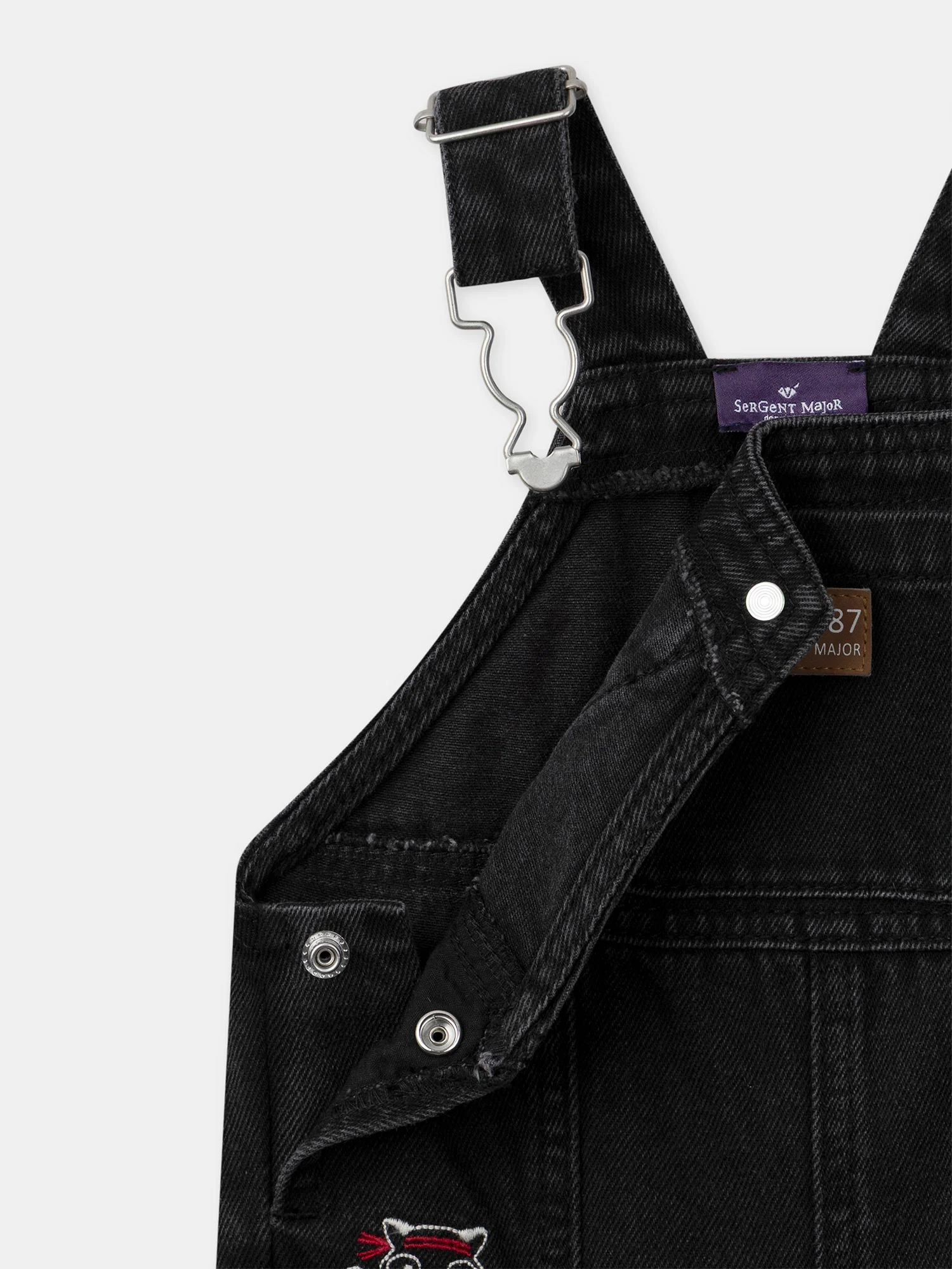 Salopette in denim nero con ricamo di panda Bambino - Image 10