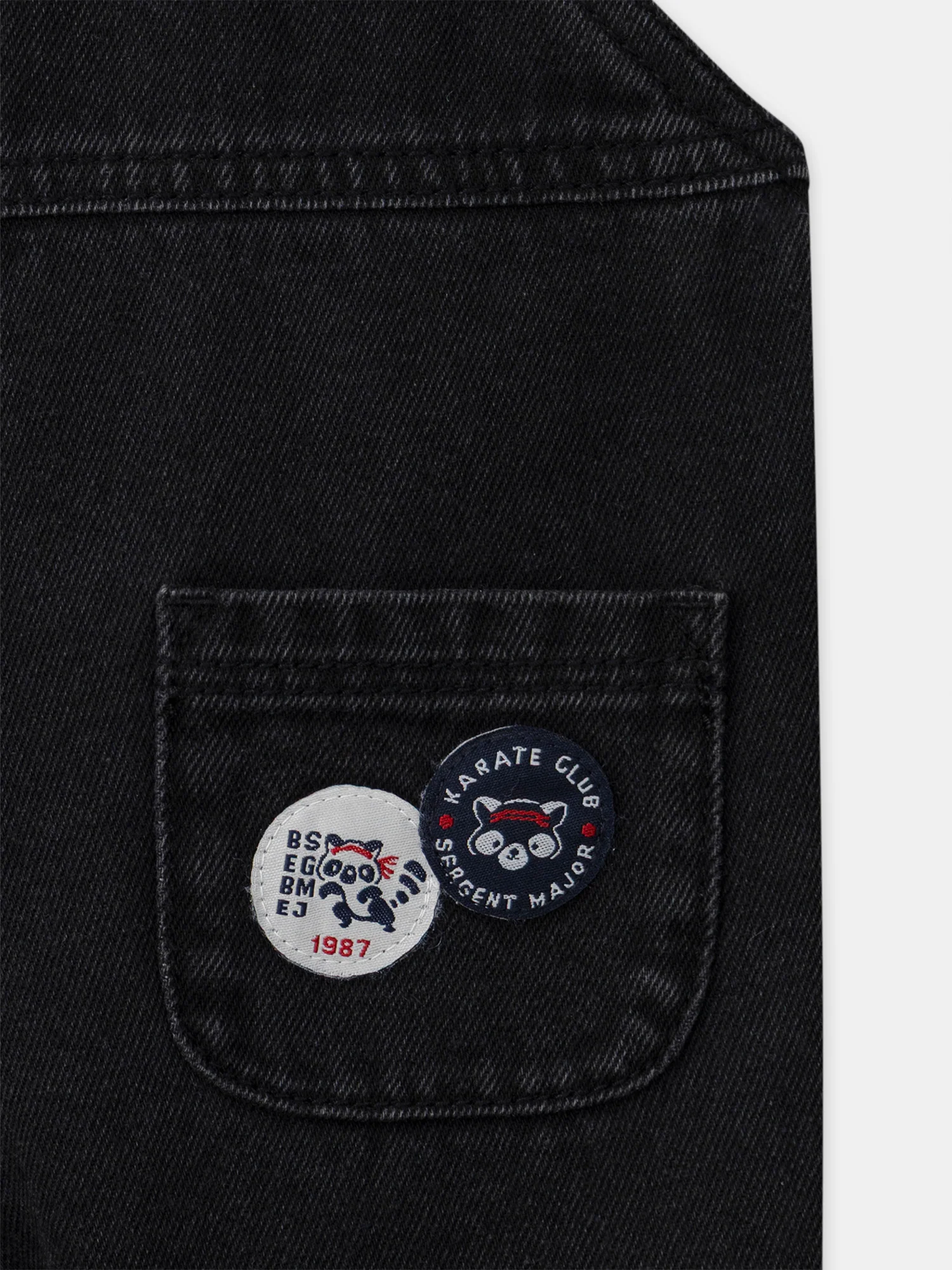 Salopette in denim nero con ricamo di panda Bambino - Image 11