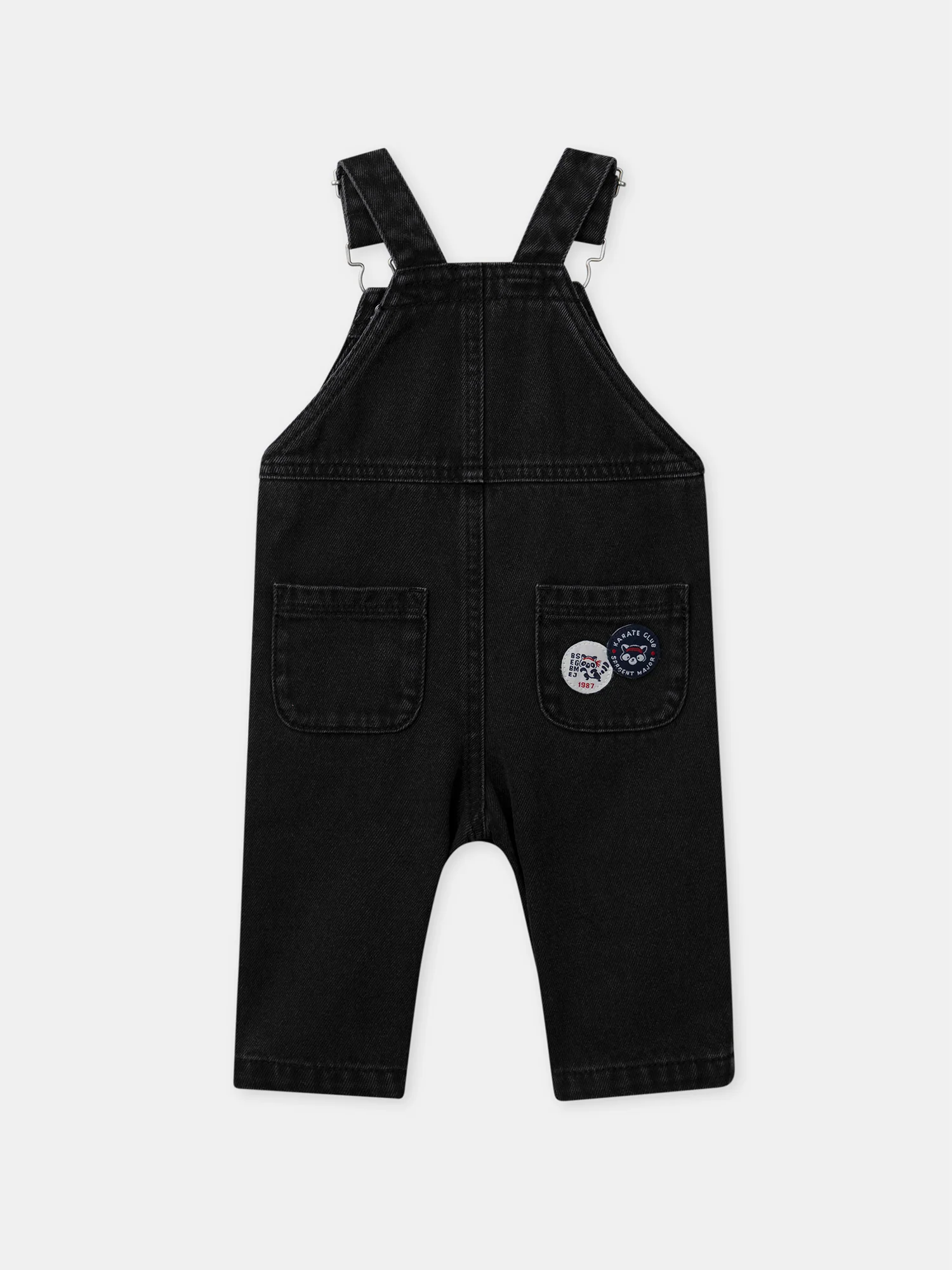 Salopette in denim nero con ricamo di panda Bambino - Image 12