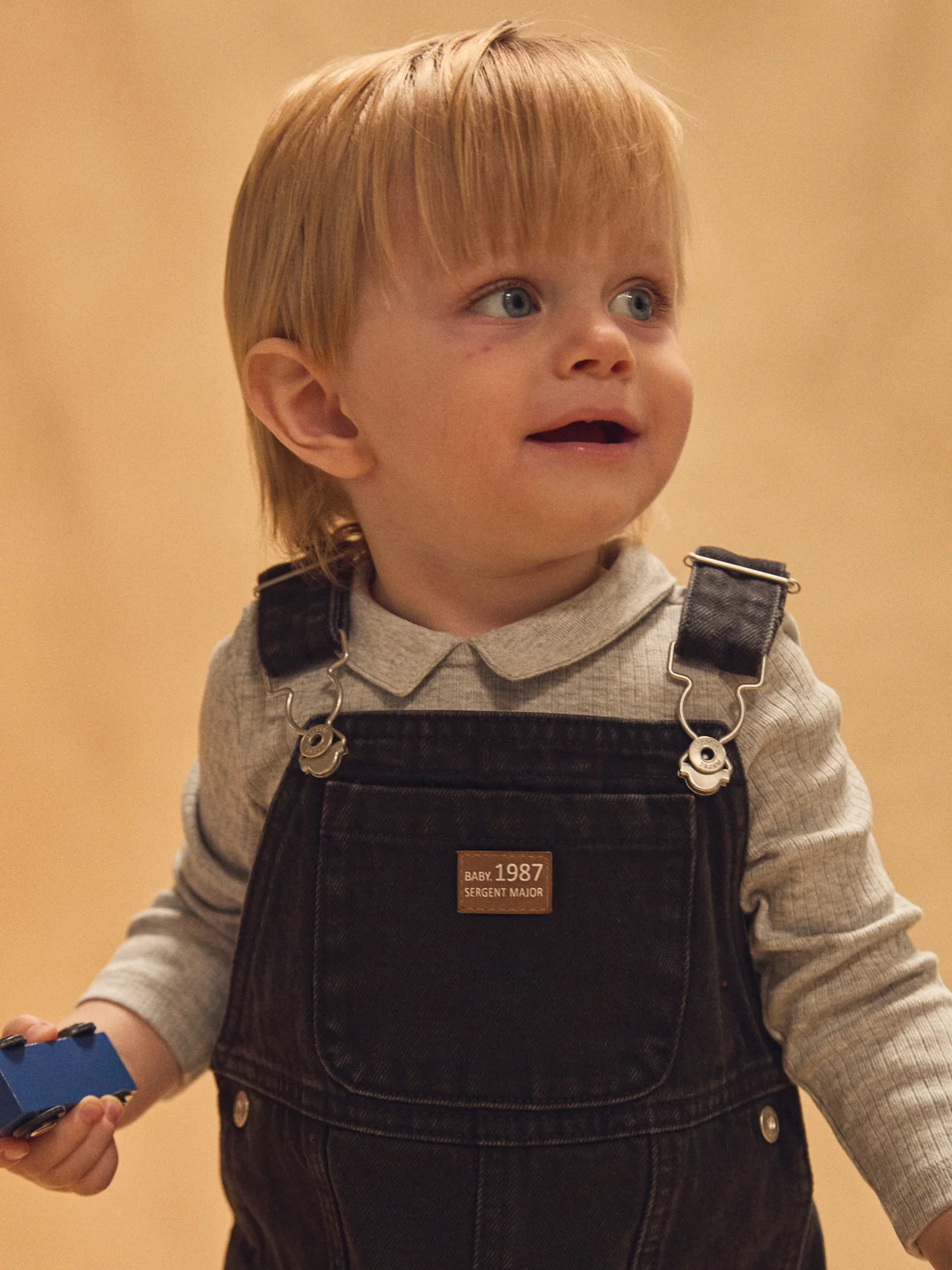 Salopette in denim nero con ricamo di panda Bambino - Image 3