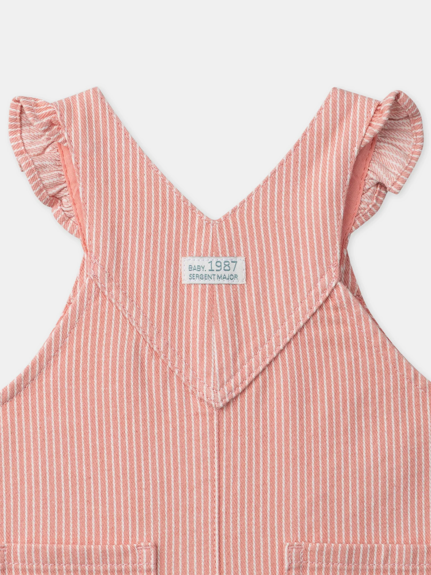 Salopette rayée corail et écru à patch cœur Bébé Fille - Image 9