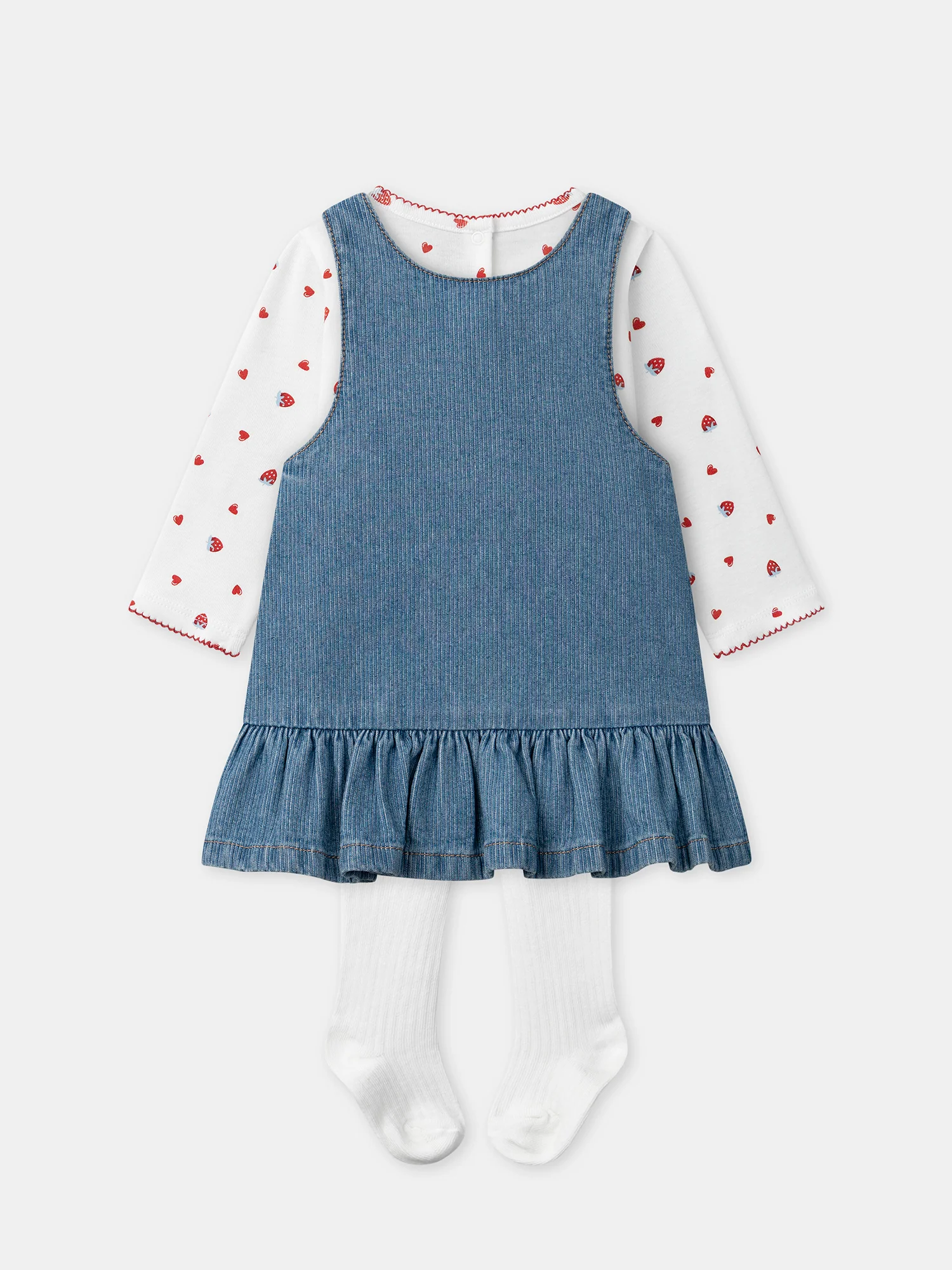 Set t-shirt + salopette + collant per bambina - Image 12