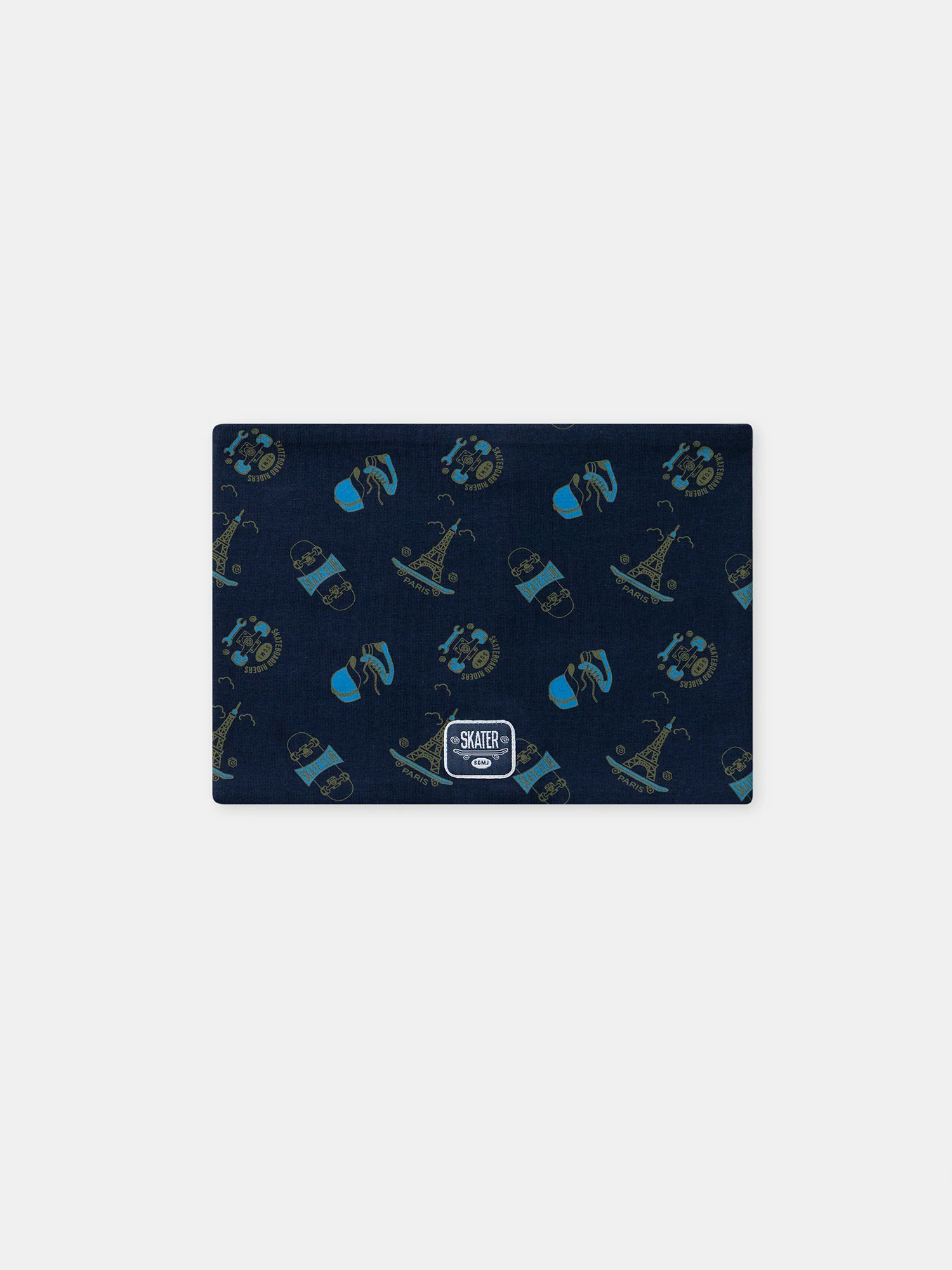 Snood blu scuro con stampa di skate e torre Eiffel per bambino - Image 9