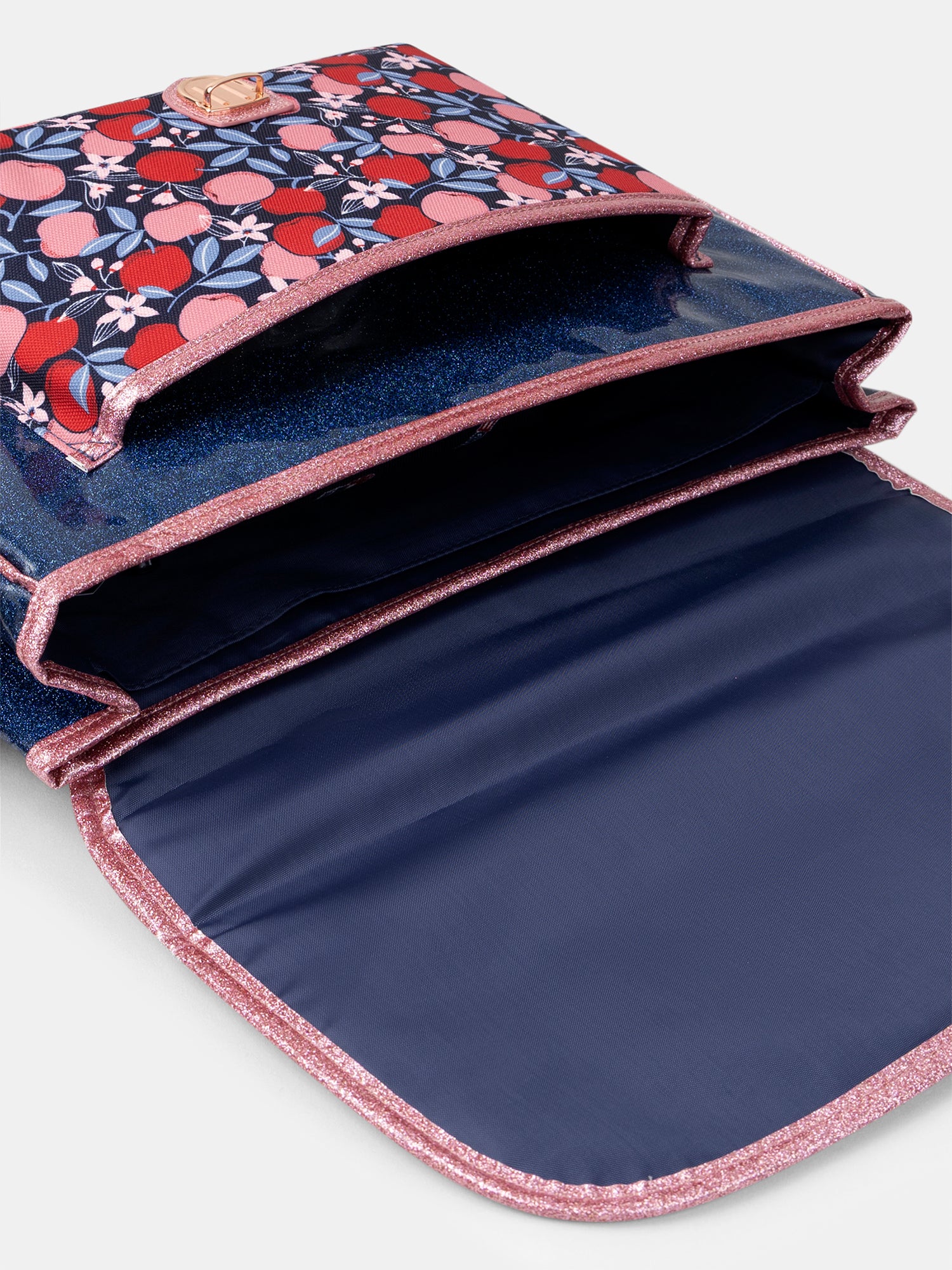 Zaino blu e rosa luccicante con stampa di frutta per ragazze - Image 5
